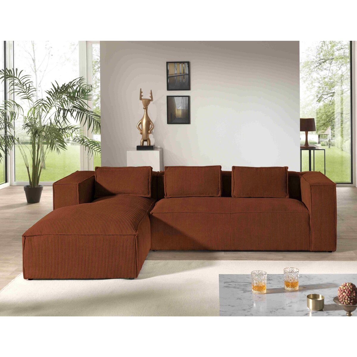 LISA DESIGN Stella - canapé d'angle - en velours côtelé - 4 places -style contemporain - gauche