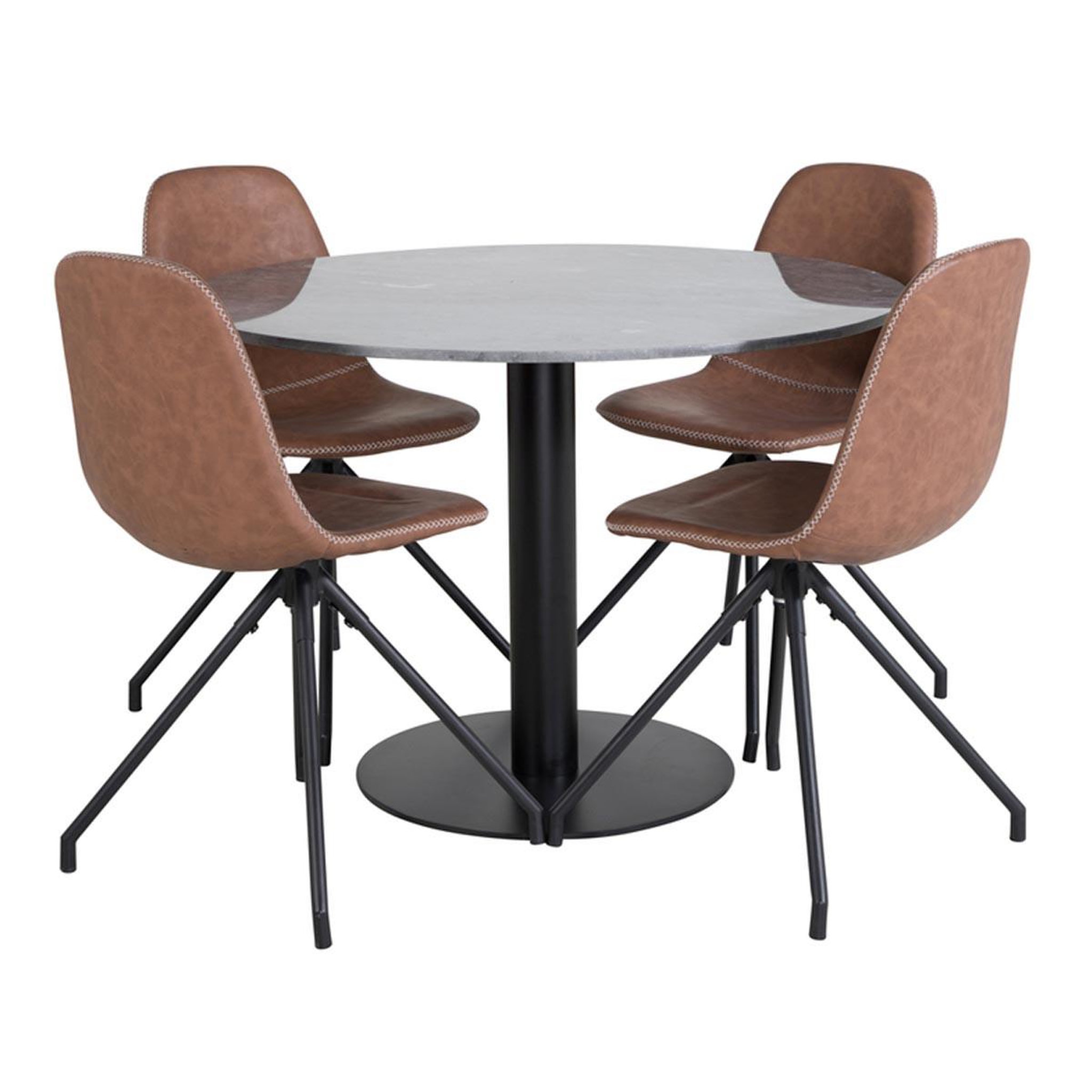 Paris Prix Ensemble Table à Manger & 4 Chaises  Estelle I & Polar I  106cm Gris Foncé & Marron