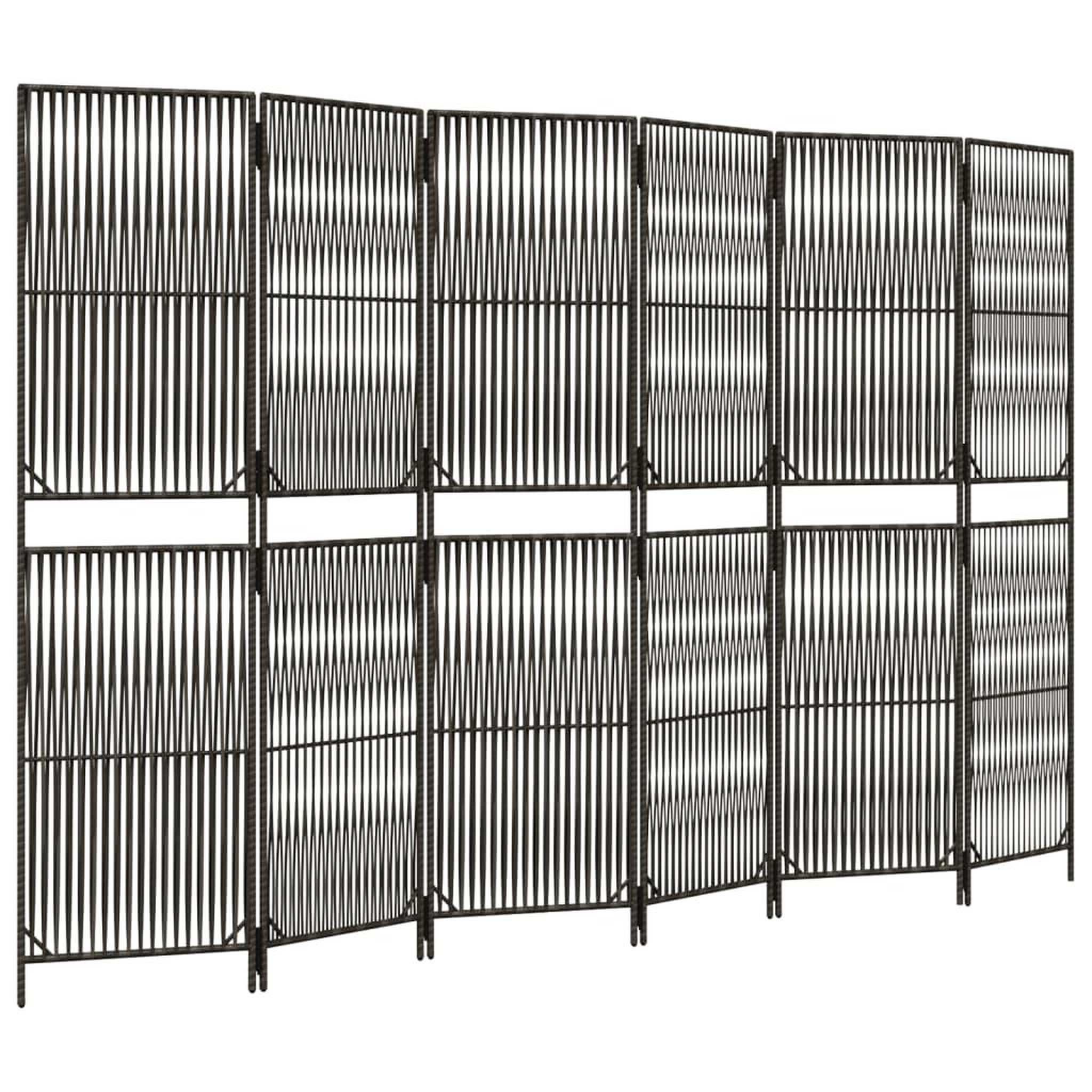 Voir la diapositive 2 : VIDAXL Cloison de separation 6 panneaux gris resine tressee