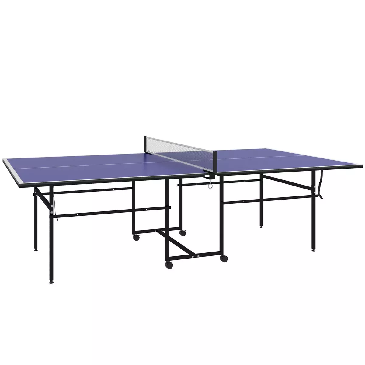HOMCOM Table de ping-pong pliable compacte avec 4 roulettes bleu