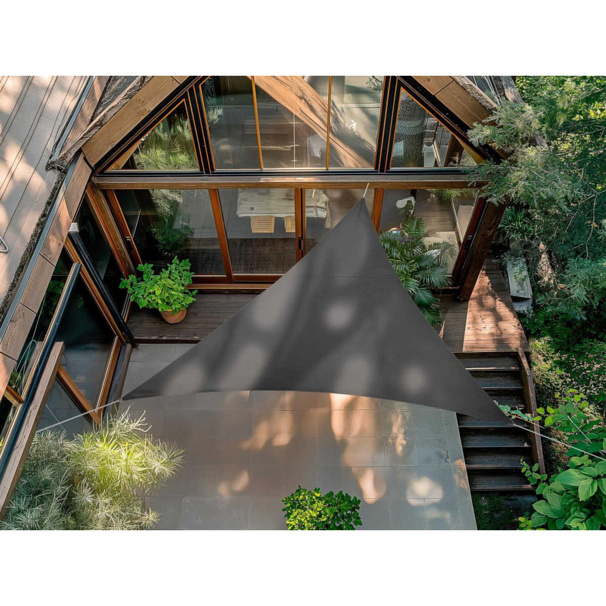 Jardiline Voile d'ombrage triangulaire RIVAGE Ardoise - 5 x 5 x 5 m - Qualité Premium Jardiline