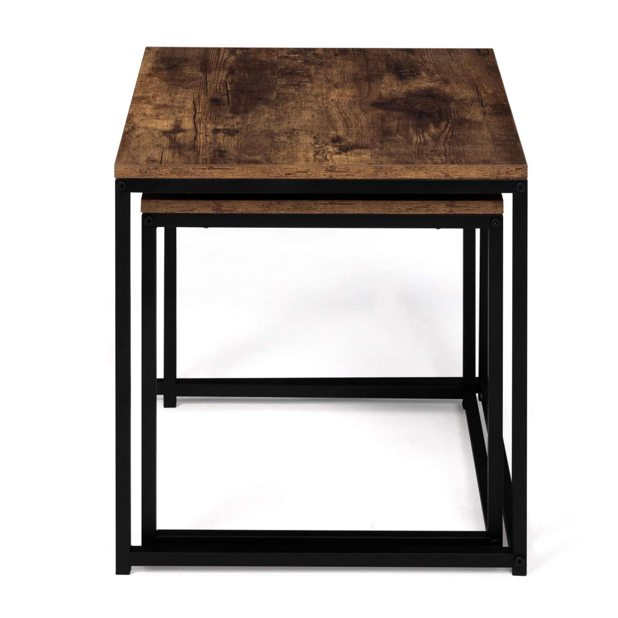 Voir la diapositive 3 : ID MARKET Lot de 2 tables basses gigognes dayton 40/45 effet vieilli design industriel