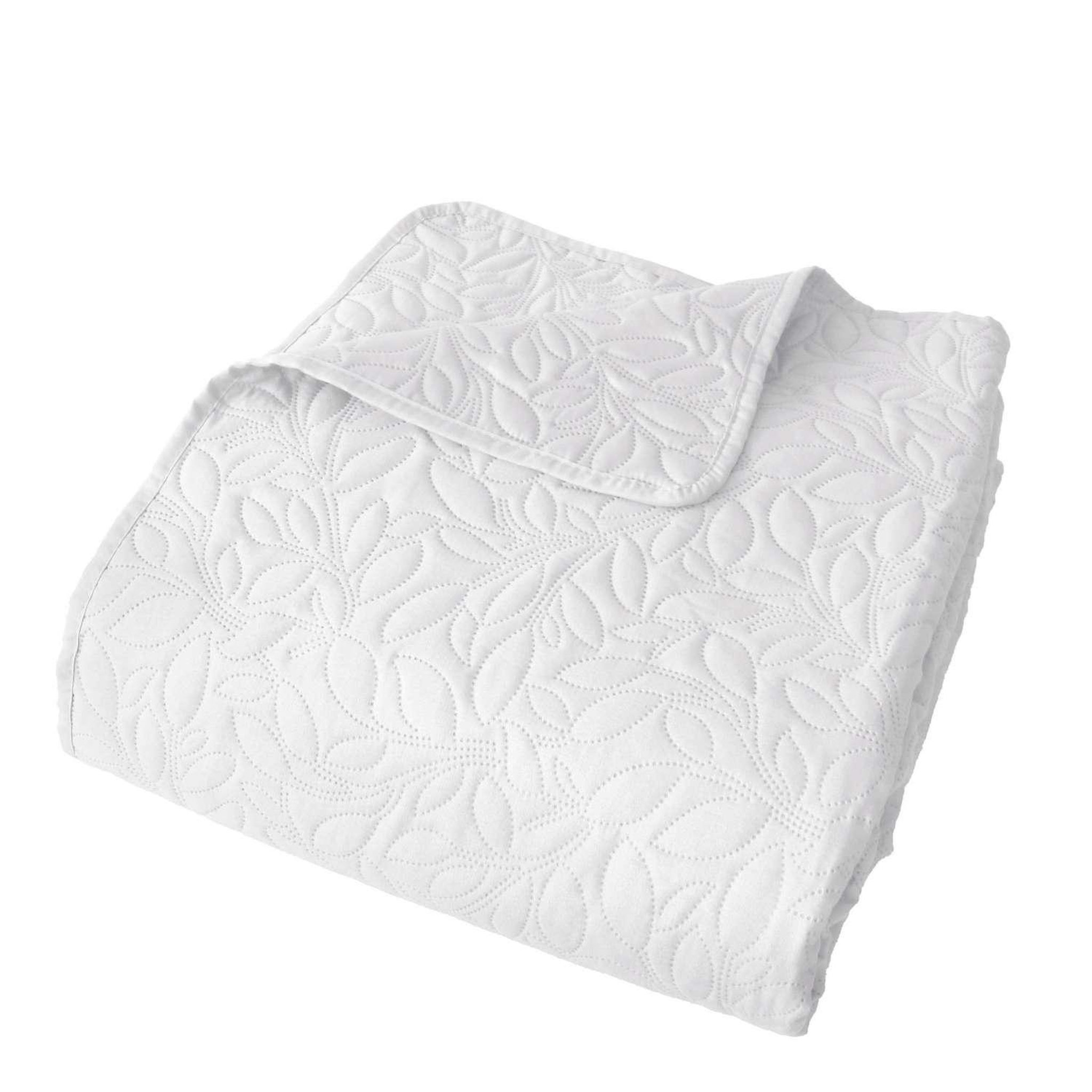 TOILINUX Couvre-lit à dessin floral. Coloris disponibles : Rose, Blanc
