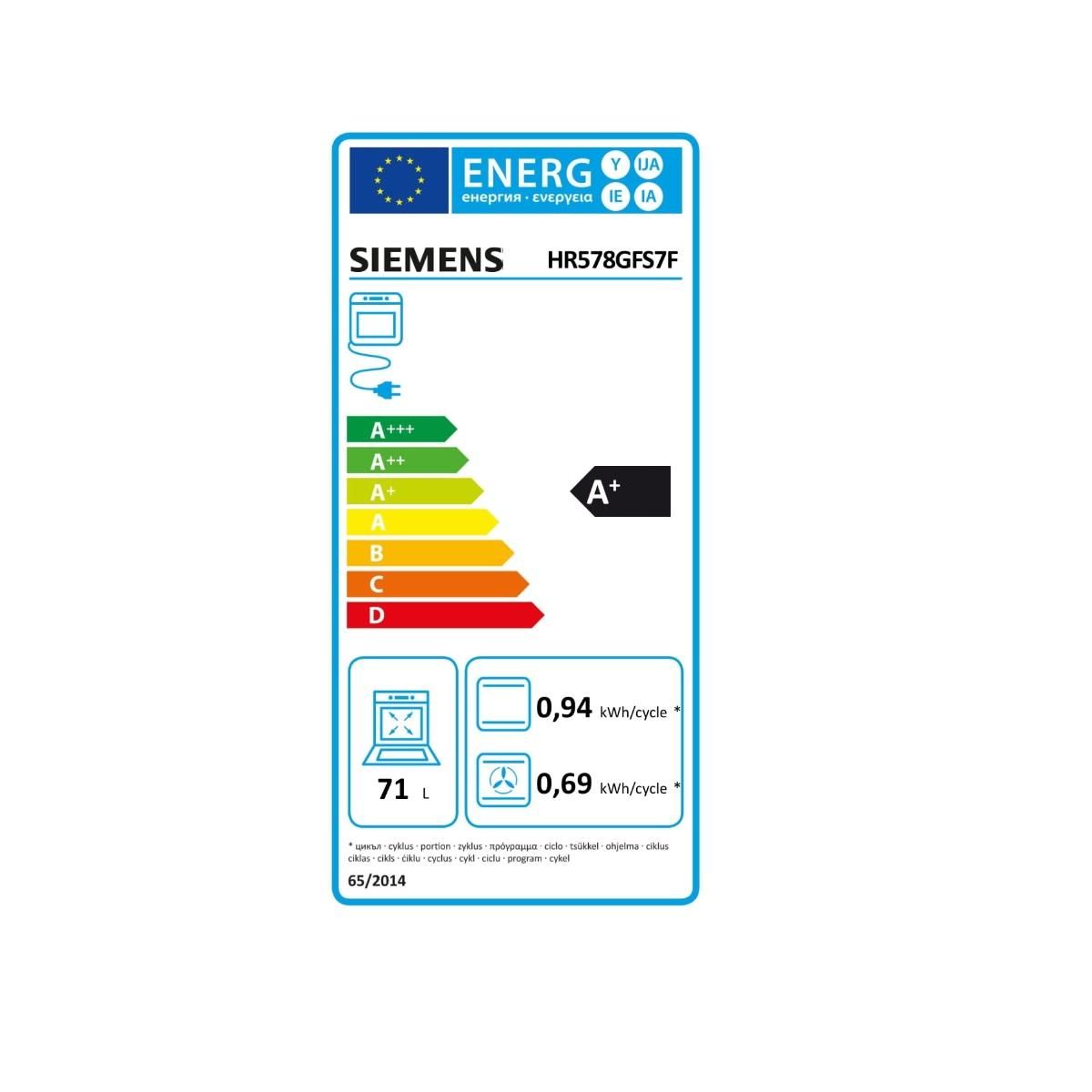 Siemens Four vapeur 71l 60cm inox - HR578GFS7F