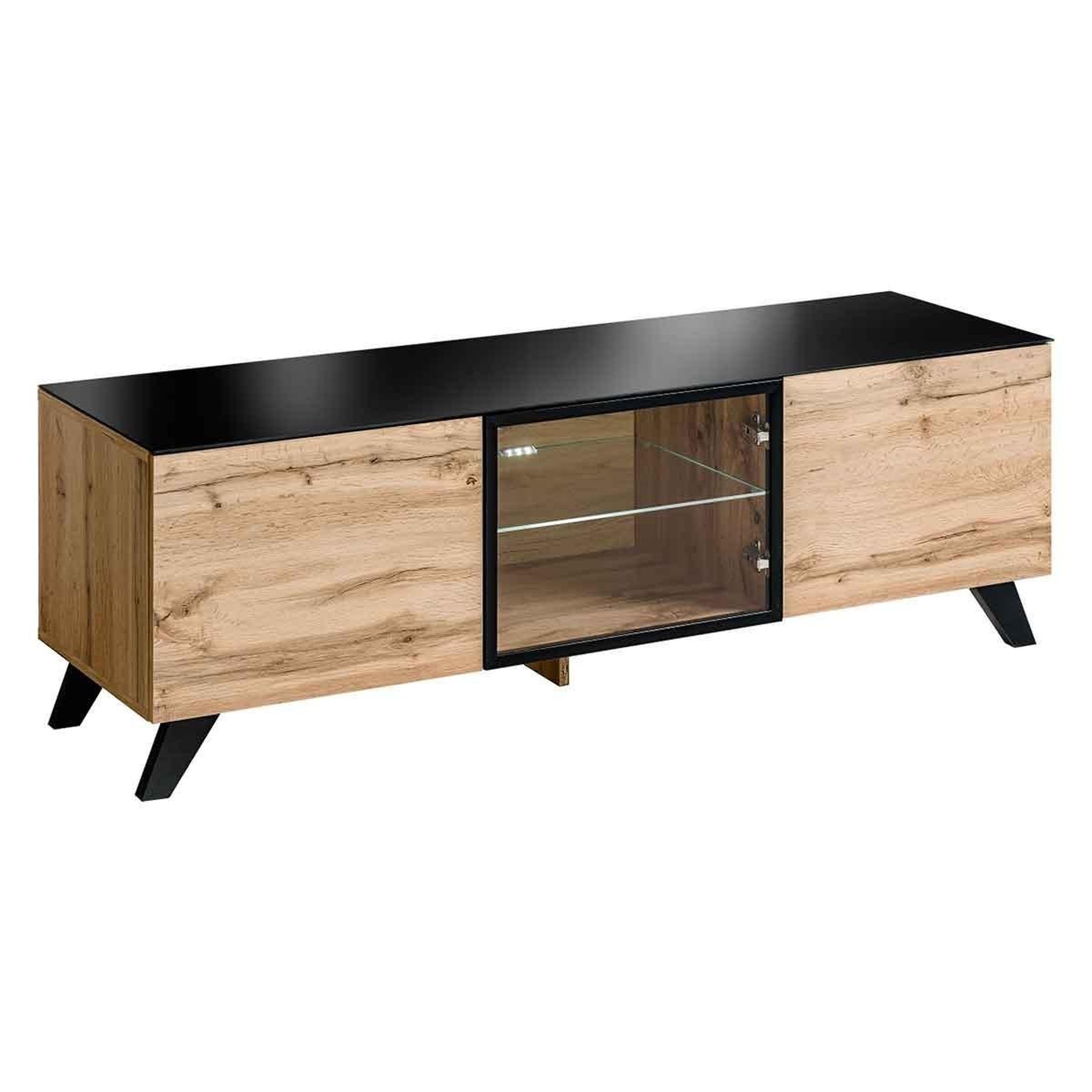 Paris Prix Meuble tv design led  thin  150cm noir & naturel