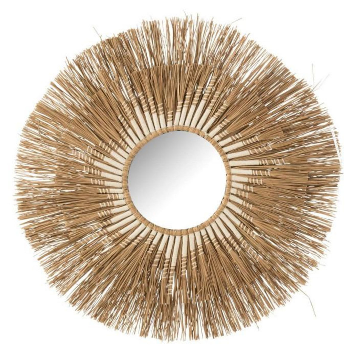 Paris Prix Miroir Mural Déco Paille  Mélissa  75cm Naturel & Blanc