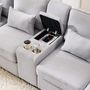 Voir la diapositive 6 : MERAX Canapé 4 Places Fixe Lin Avec 2 Porte-gobelets, 2 Ports USB