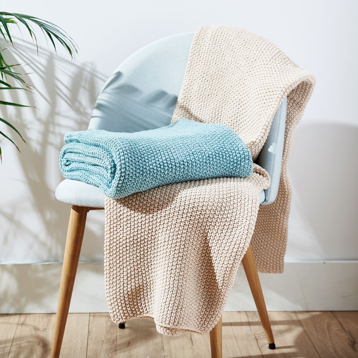 ACTUEL Plaid, couvre-lit, jeté de canapé uni effet tricot 350 g/m²