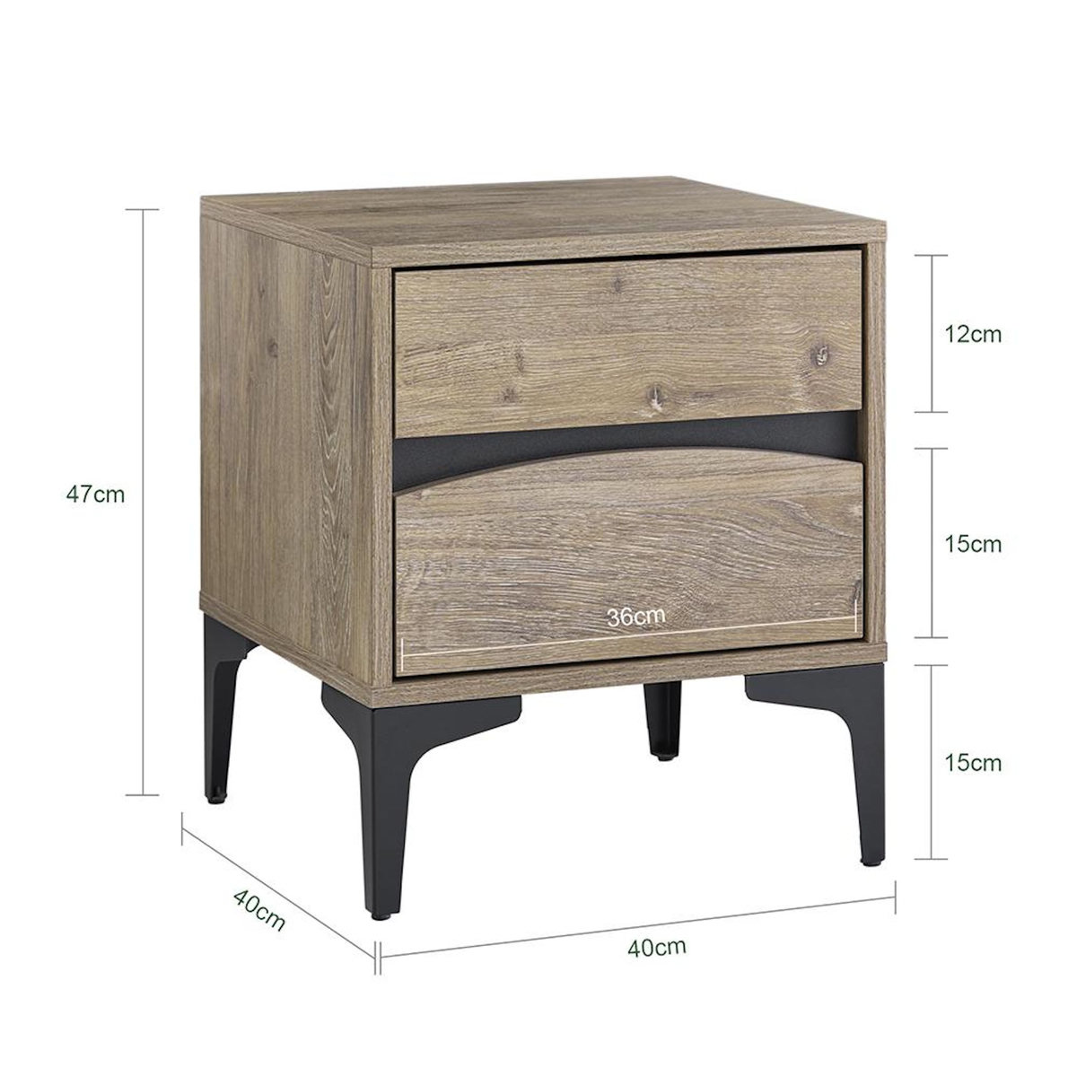 SOBUY SoBuy - Table De Chevet à 2 tiroirs - Brun Clair - 40x40x47cm - Moderne - FBT165-N