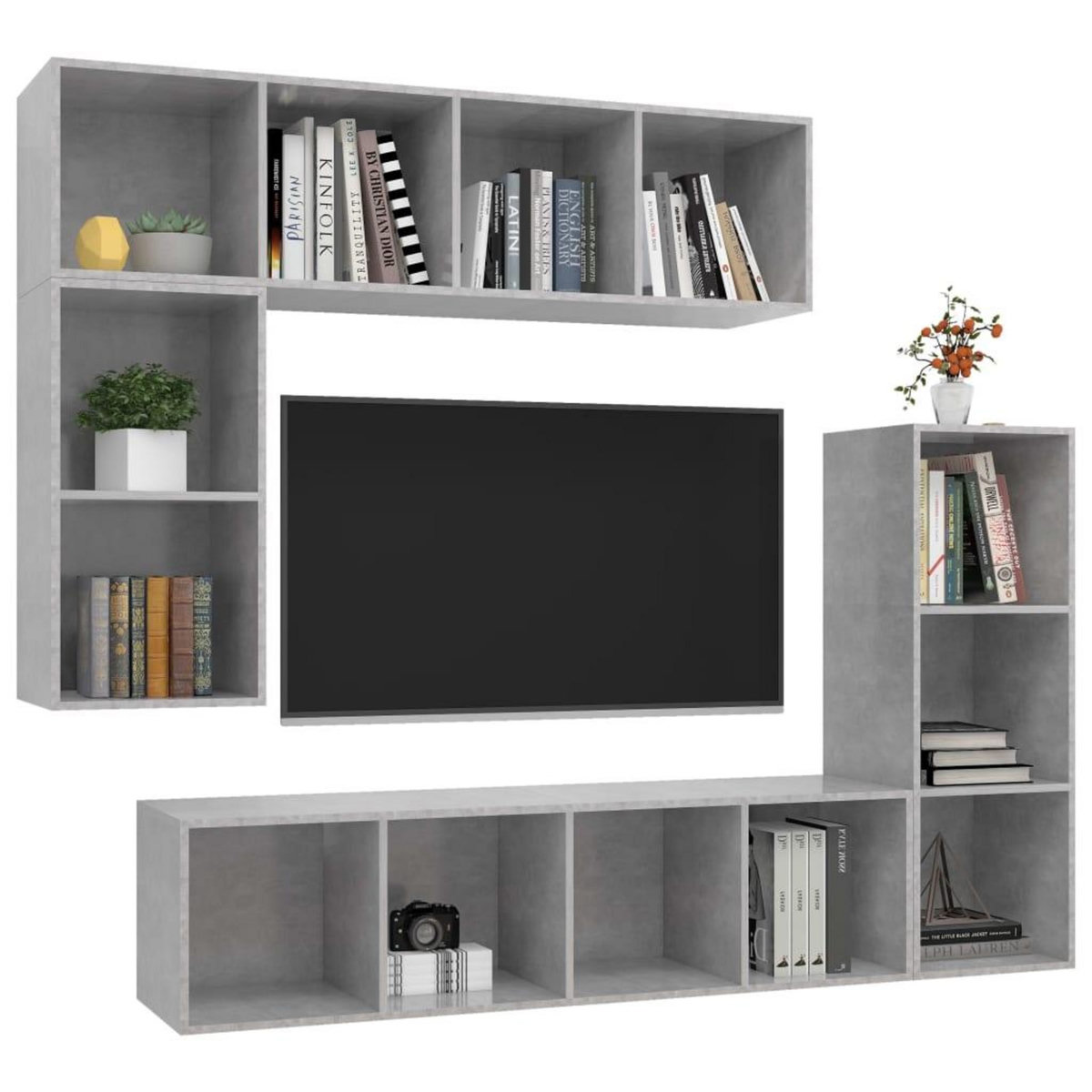 VIDAXL Ensemble de meubles TV 4 pcs Gris beton Bois d'ingenierie