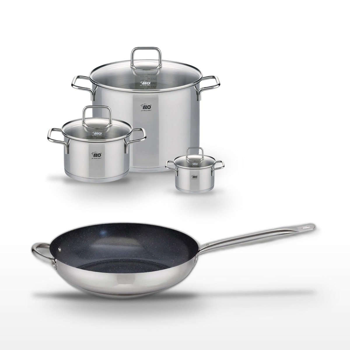 ELO Lot Poêle 32cm Profi Therm Platinum & 3 Faitouts Elo