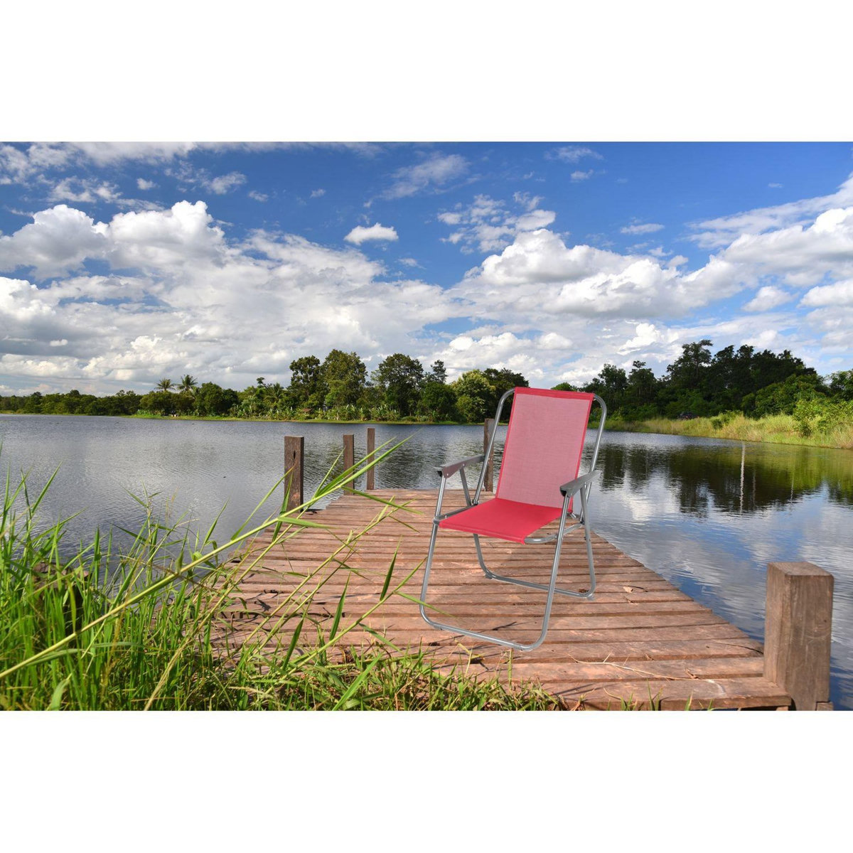 SUNNYDAYS Chaise de camping pliable - Fuchsia