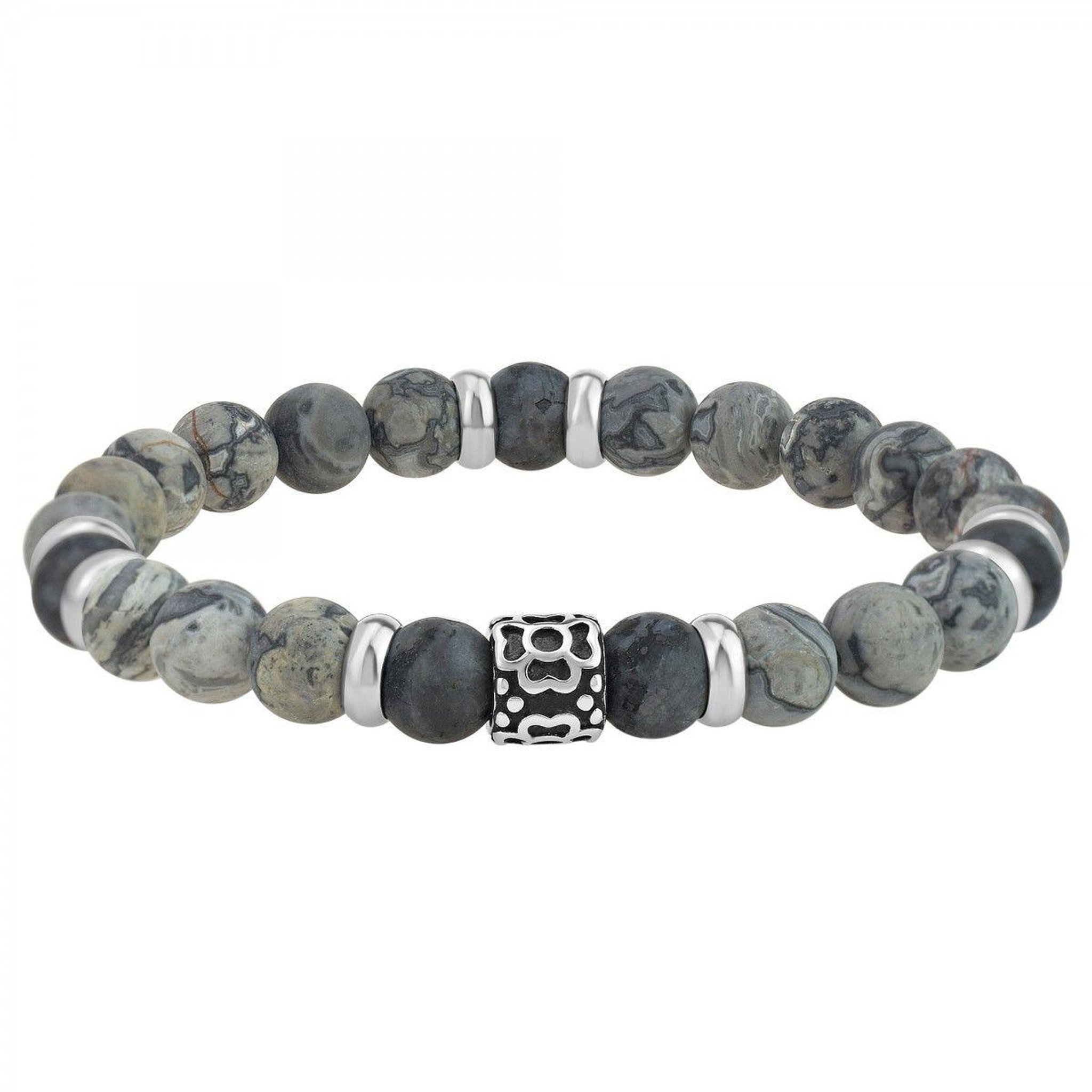 SC CRYSTAL Bracelet homme par SC Crystal orné de jaspe gris et agate noire