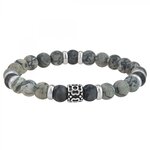 SC CRYSTAL Bracelet homme par SC Crystal orné de jaspe gris et agate noire