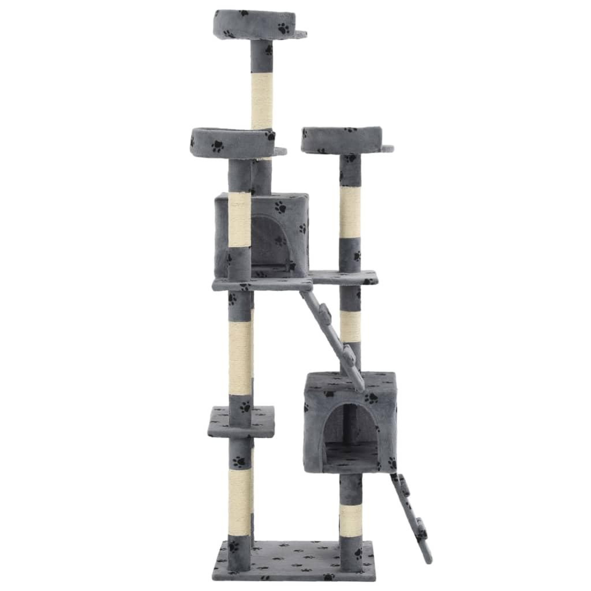 Voir la diapositive 3 : VIDAXL Arbre a chat et griffoirs Sisal 170cm Empreintes de pattes Gris