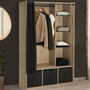 Voir la diapositive 2 : ID MARKET Dressing penderie DIANE 105 x 50 x 172 cm hêtre avec étagères + boites de rangement + rideau noir