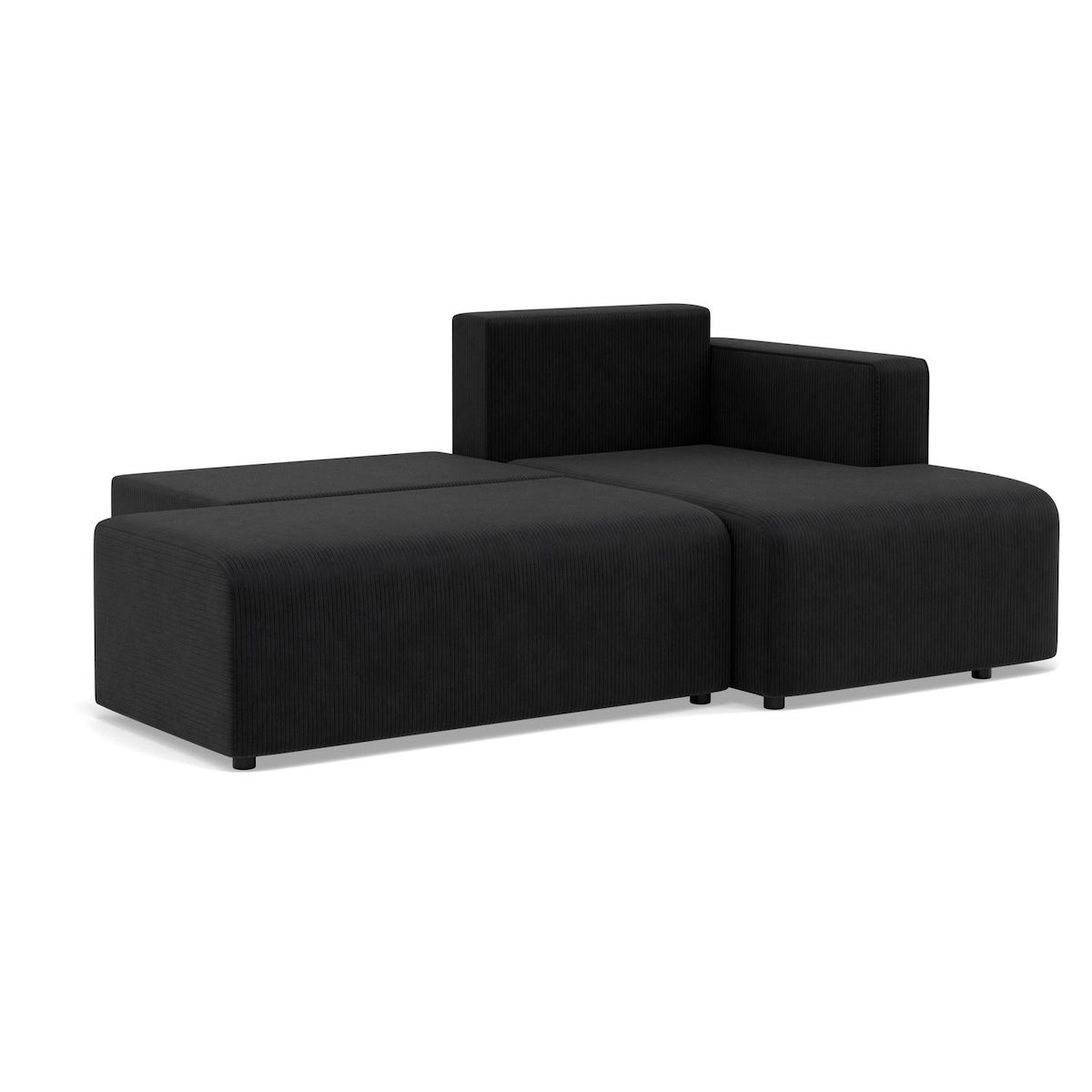 BEST MOBILIER Topaze - canapé d'angle droit 4 places convertible avec coffre en velours côtelé