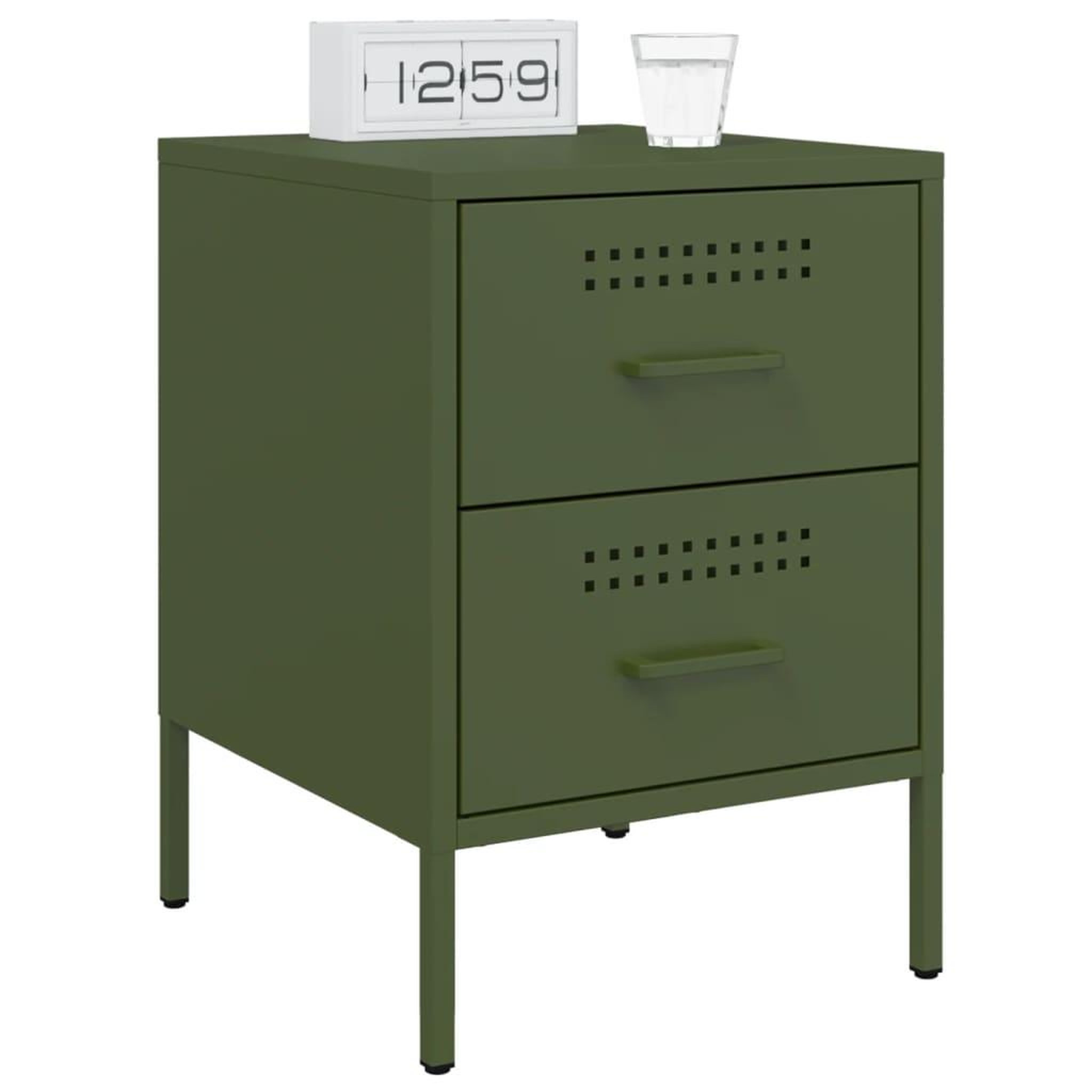 Voir la diapositive 3 : VIDAXL Tables de chevet 2 pcs vert olive 36x39x50,5 cm acier