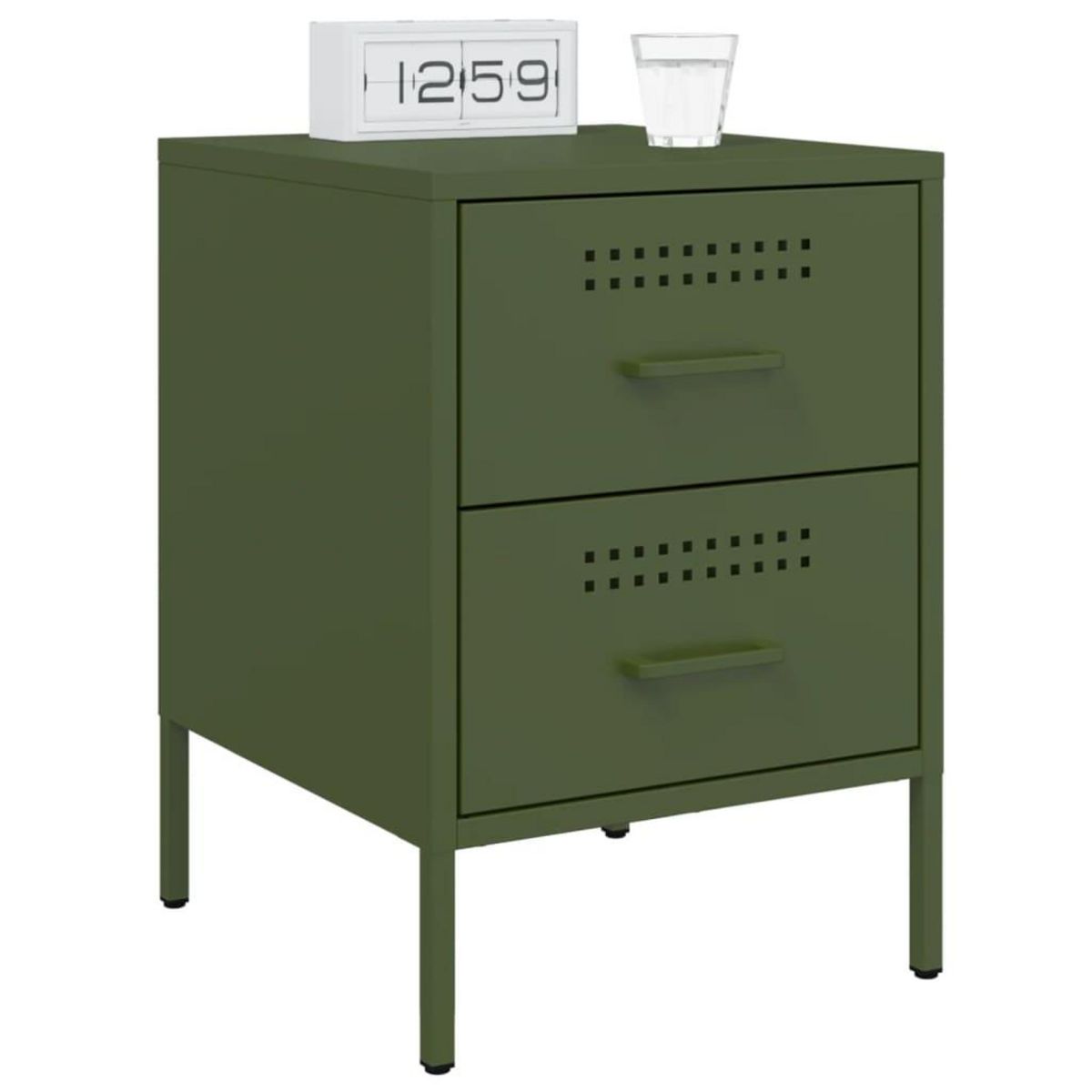 VIDAXL Tables de chevet 2 pcs vert olive 36x39x50,5 cm acier