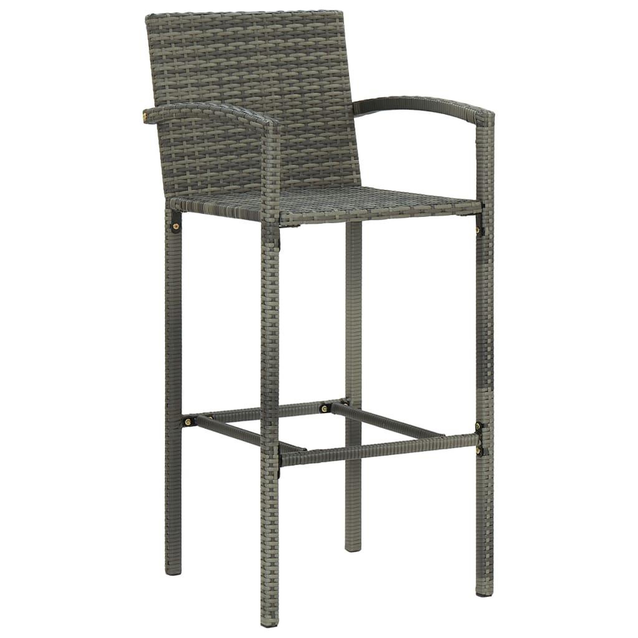 Voir la diapositive 4 : VIDAXL Ensemble de bar d'exterieur 5 pcs accoudoir resine tressee gris