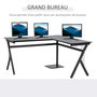 Voir la diapositive 5 : HOMCOM Bureau d'angle informatique design contemporain 155L x 130l x 76H cm MDF acier noir