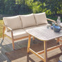 Voir la diapositive 4 : SWEEEK Salon de jardin 7 places CARNOTA DINING en bois d'acacia. table rectangulaire. coussins beige