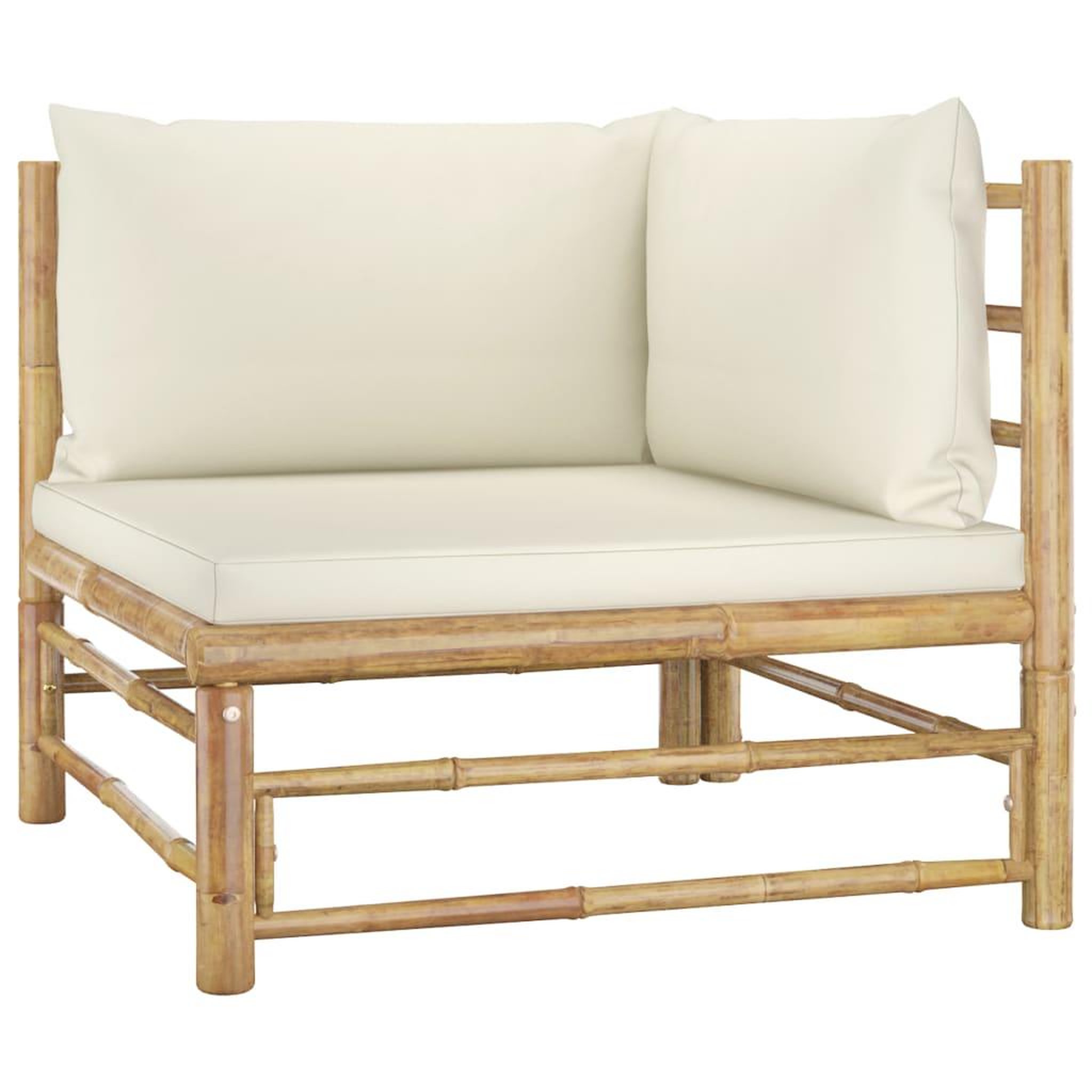 Voir la diapositive 3 : VIDAXL Salon de jardin 4 pcs avec coussins blanc creme bambou
