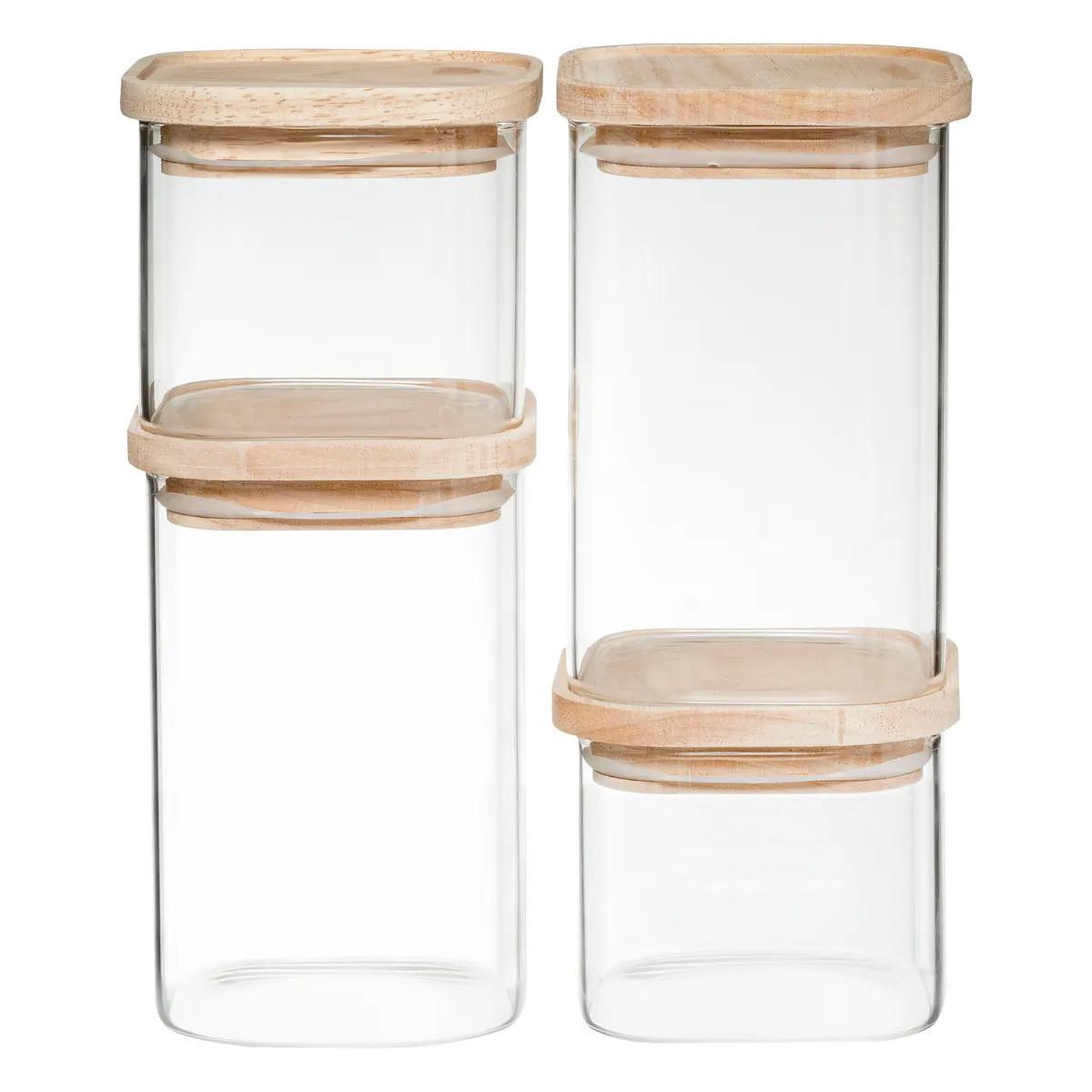 FIVE Lot de 4 bocaux  empilables  15cm transparent