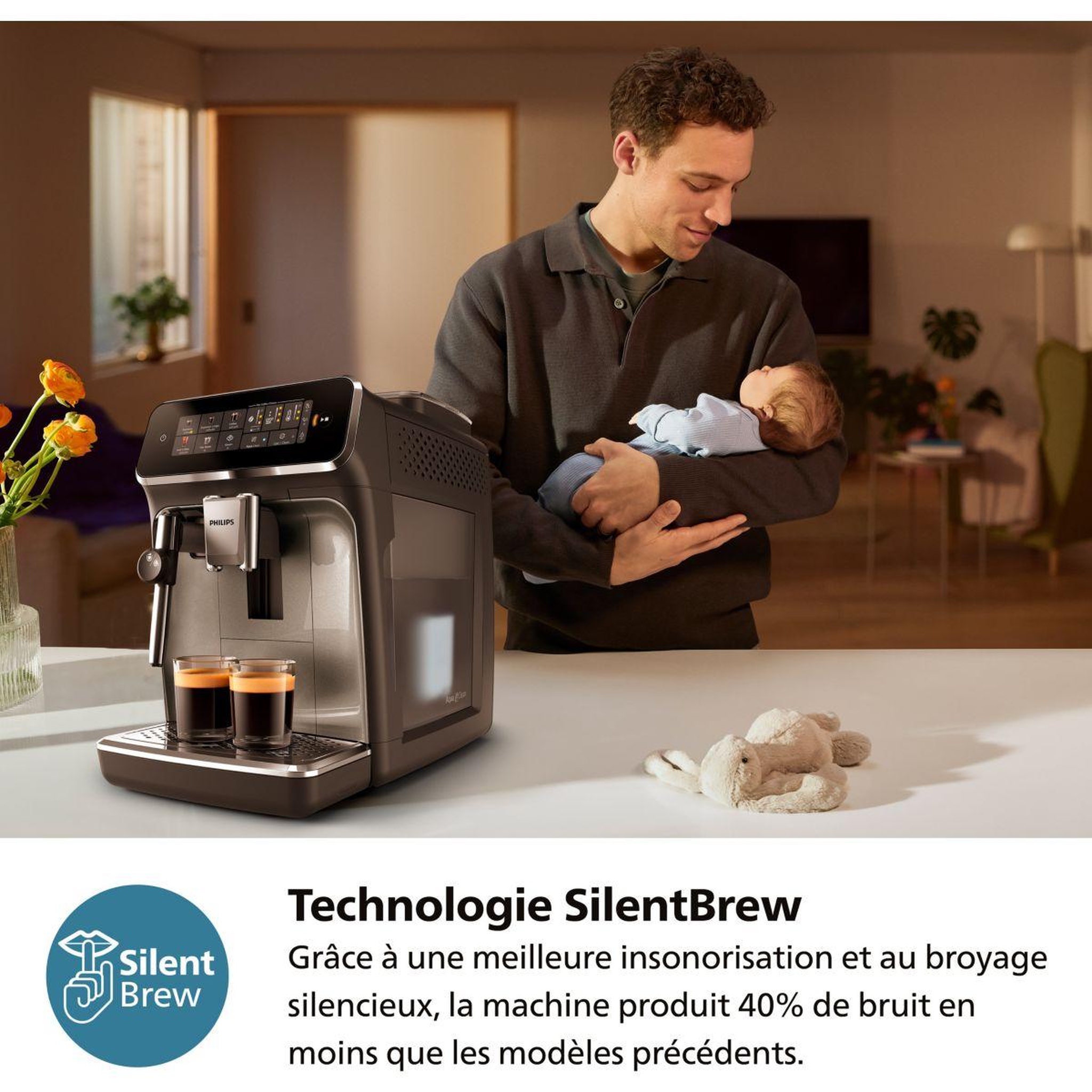 Voir la diapositive 4 : Philips Expresso broyeur silent brew ep3329/70