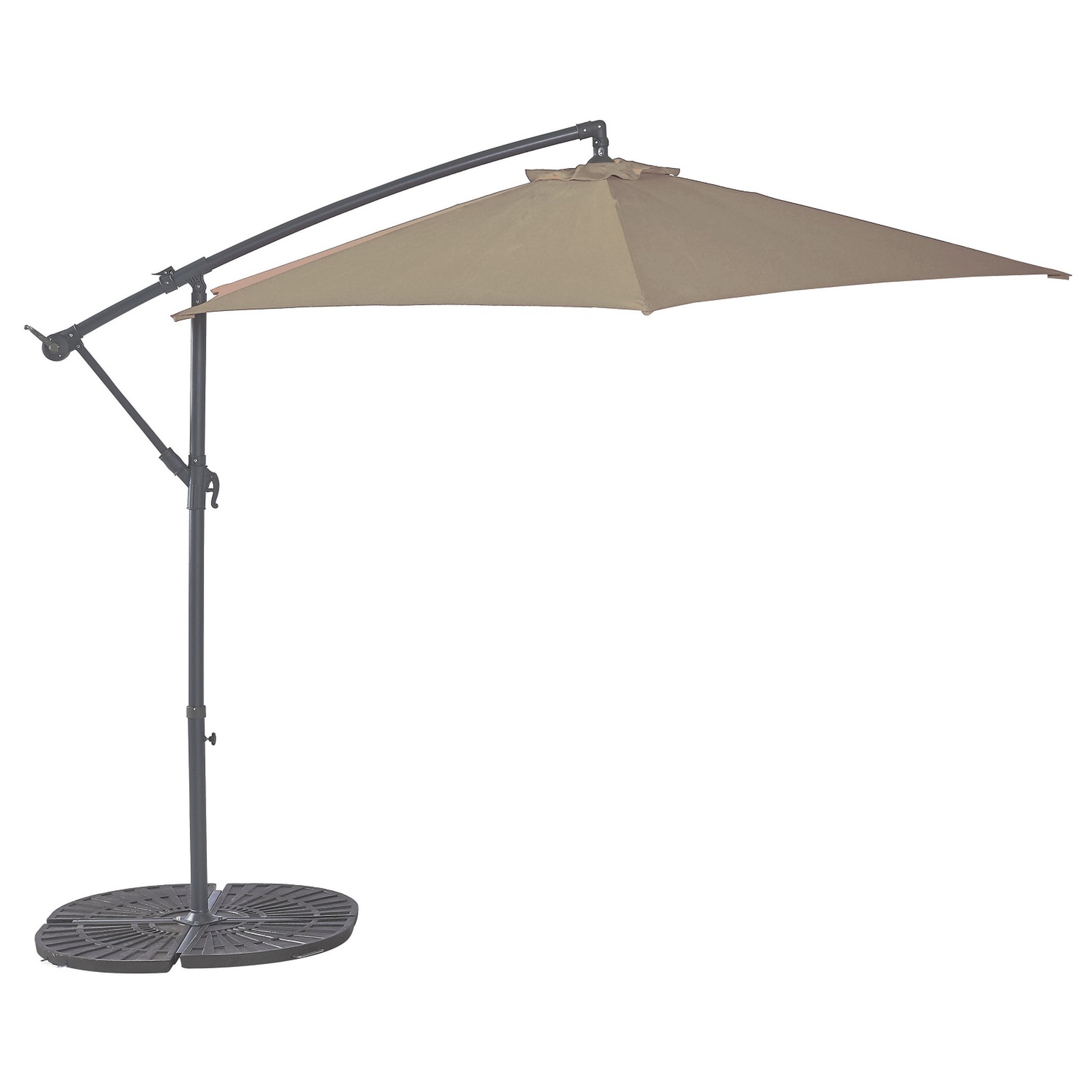 Voir la diapositive 2 : GARDENSTAR Parasol déporté rond D3xH2.45 m noisette (beige foncé) LEA
