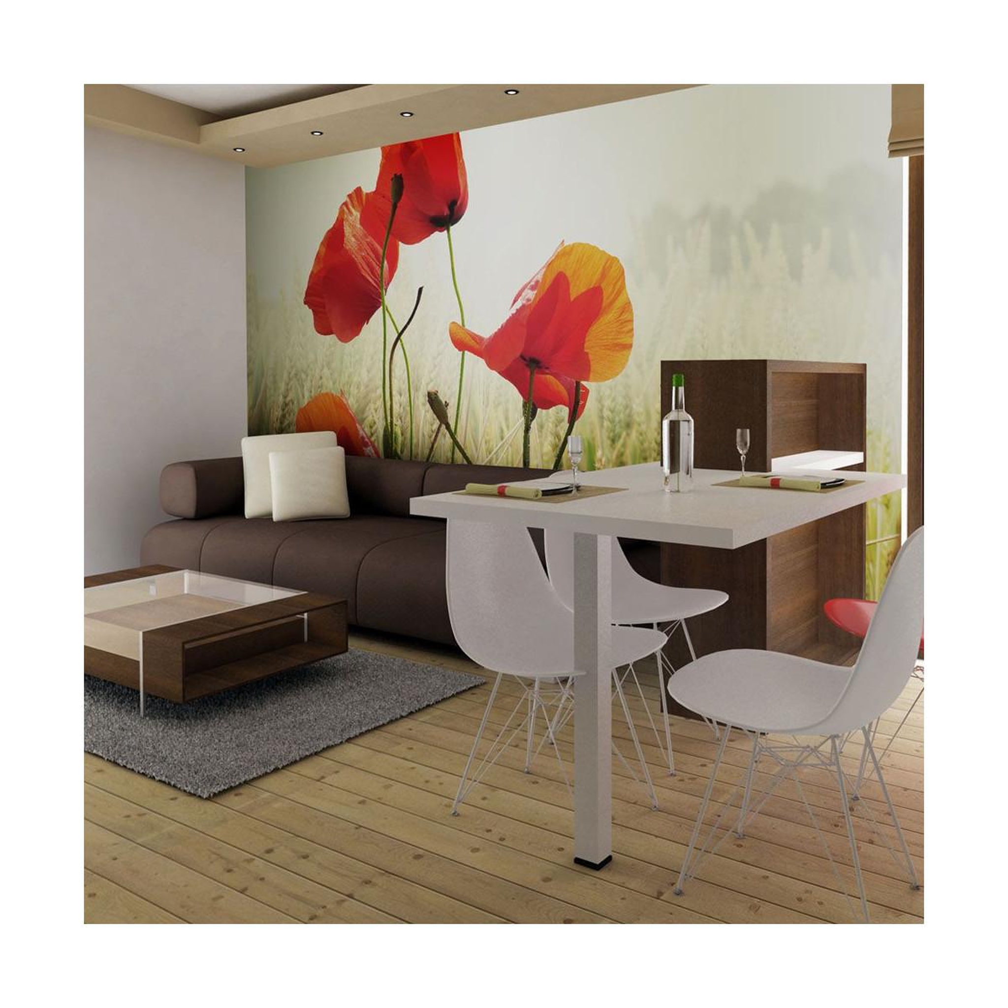 Paris Prix Papier peint  inspiré par la beauté du coquelicot. Coloris disponibles : Multicolore