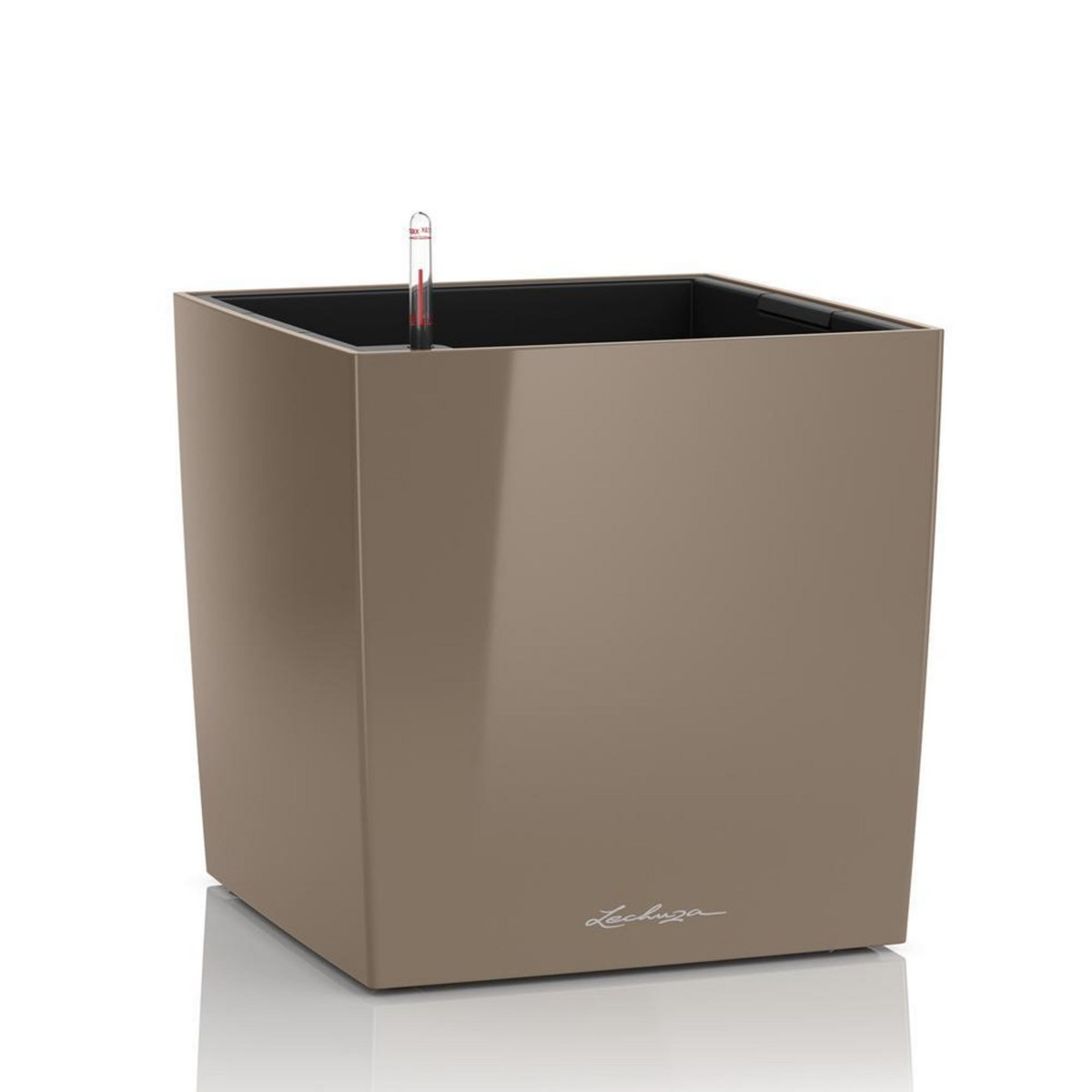 LECHUZA Cube Premium 50 - Kit Complet, taupe brillant 50 cm
