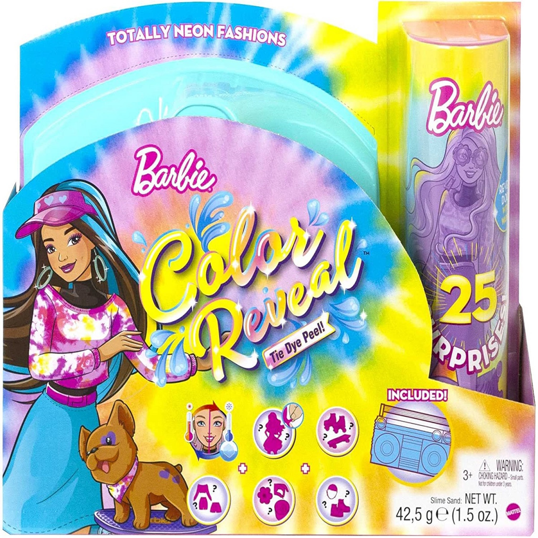 Voir la diapositive 1 : BARBIE Poupée Barbie Color Reveal avec 25 surprises Tie Dye Fluo 