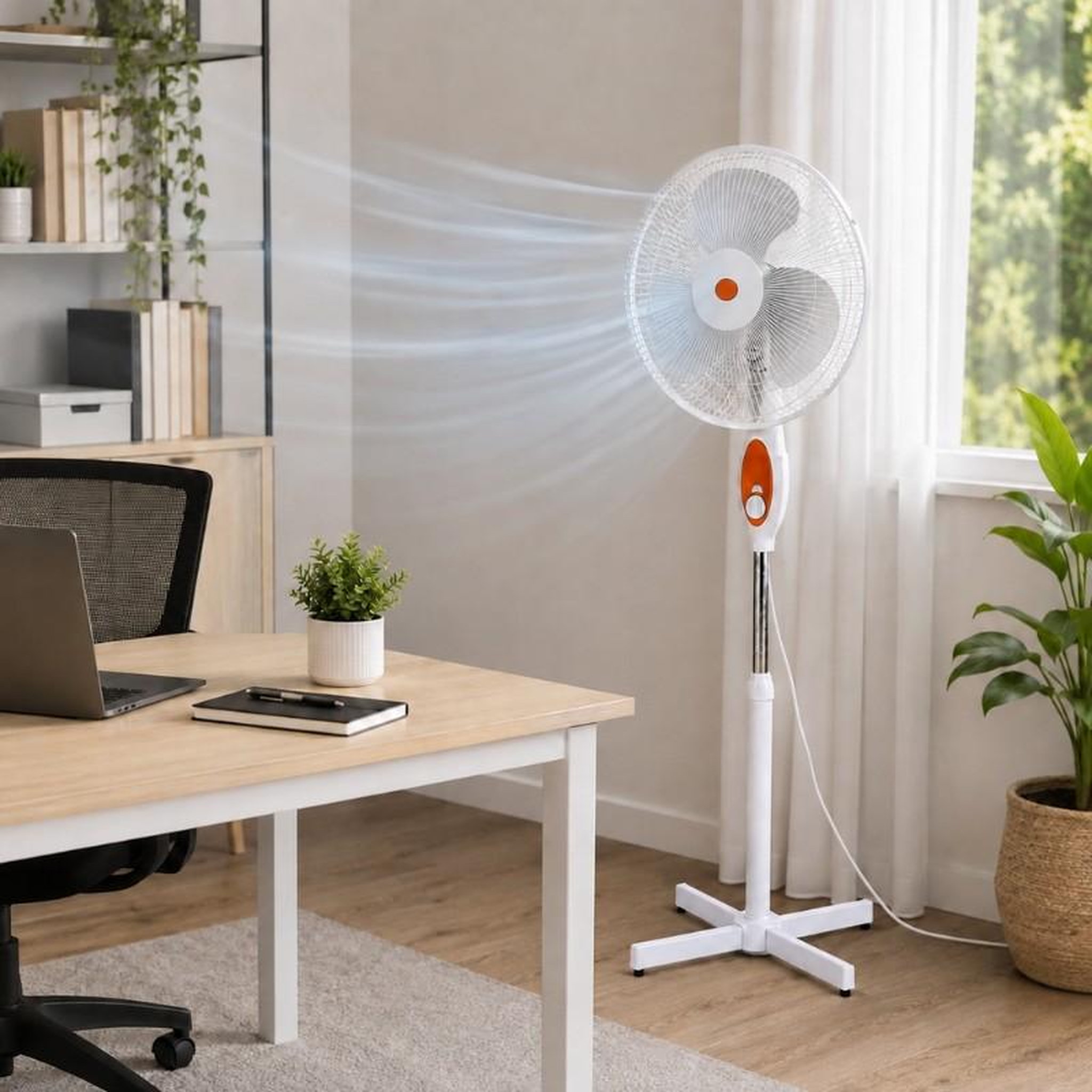 Voir la diapositive 2 : DC Direct Ventilateur sur pied DCG Eltronic VE1620 TT Orange avec télécommande