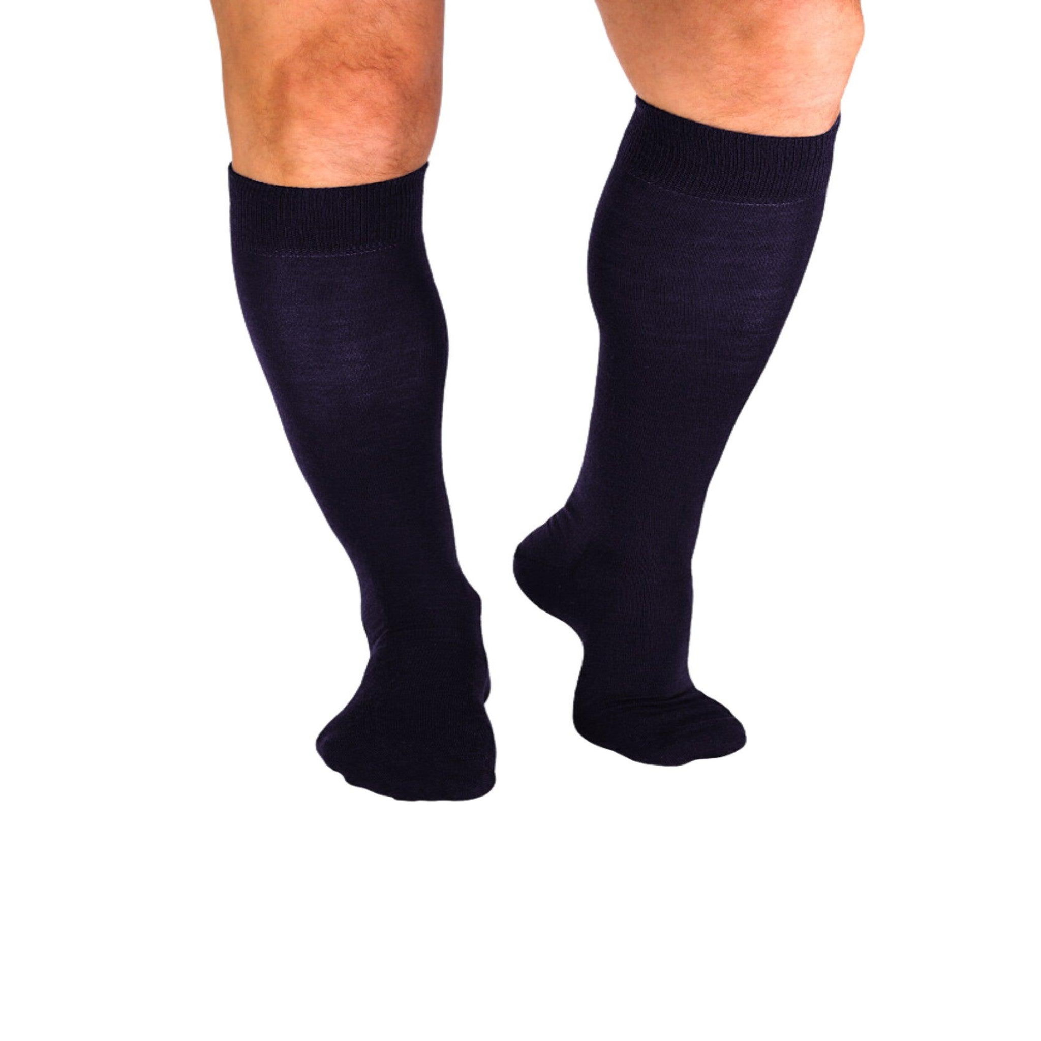 Voir la diapositive 3 : PIRIN HILL Chaussettes haut-mollet laine mérinos & coton bleu marine