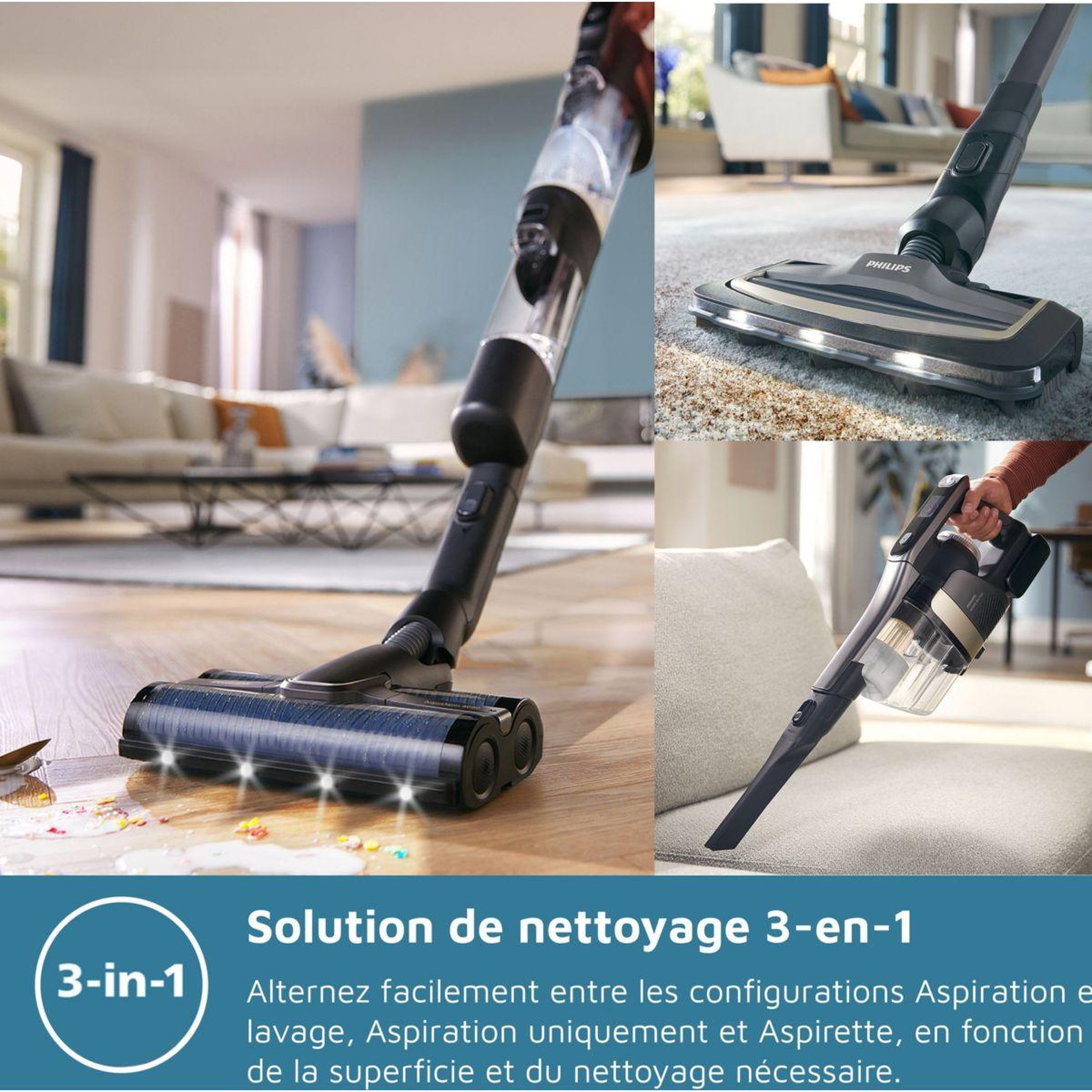 Voir la diapositive 4 : Philips Aspirateur laveur AquaTrio XW9463/11 série 9000