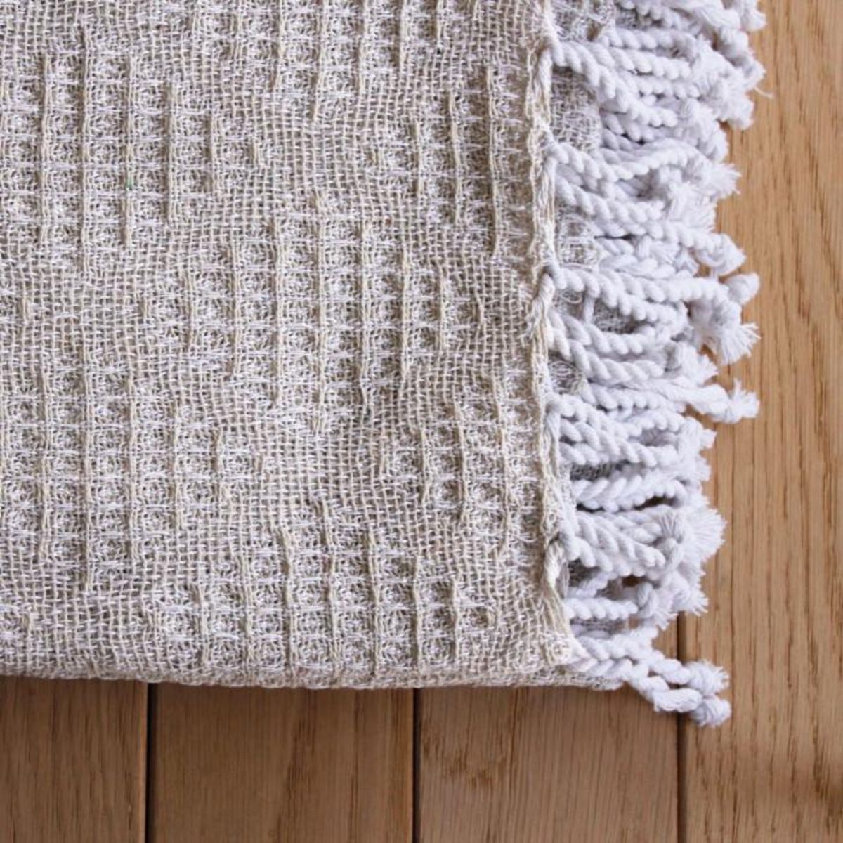 Paris Prix Plaid à Franges en Coton  Dune  130x160cm Écru