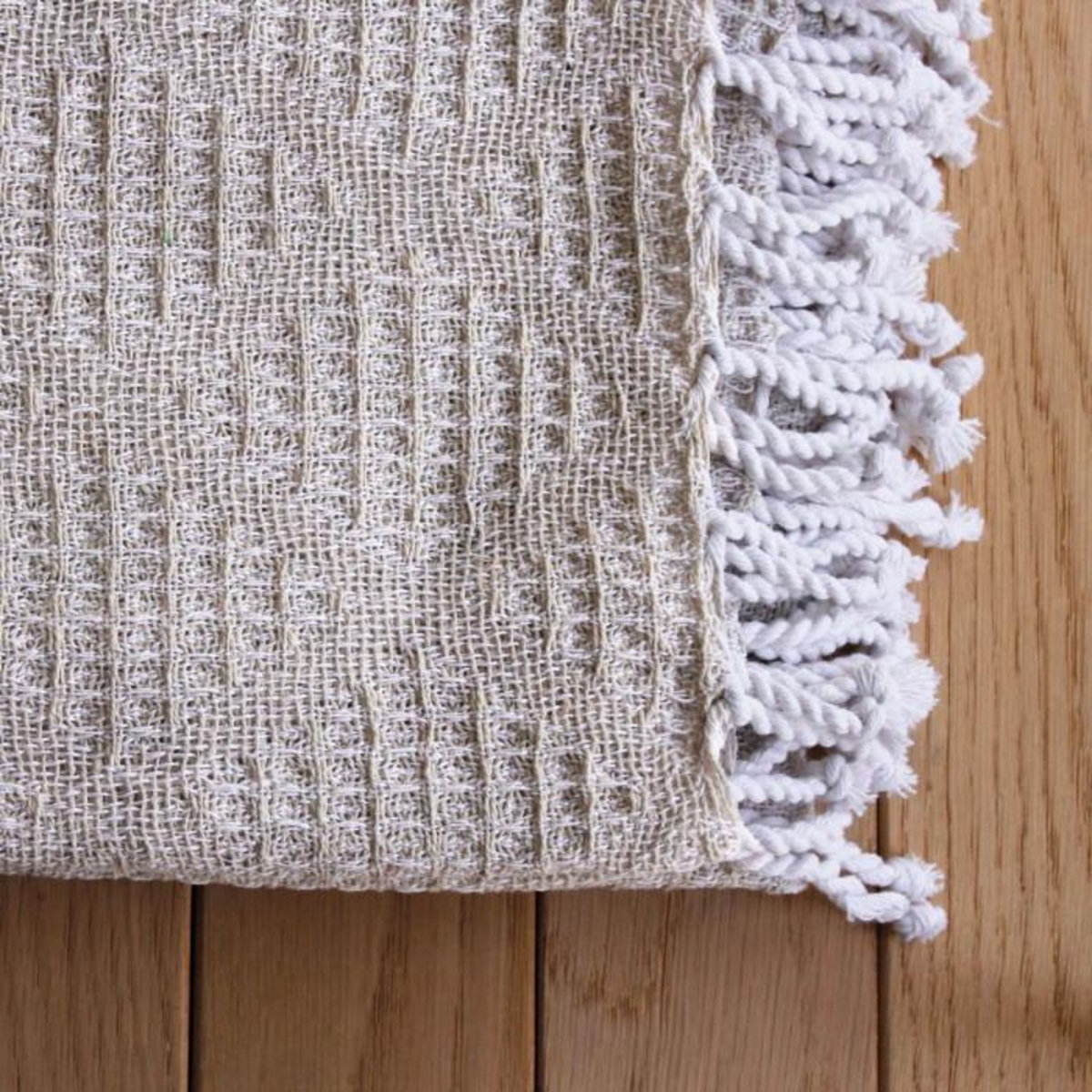 Paris Prix Plaid à Franges en Coton  Dune  130x160cm Écru