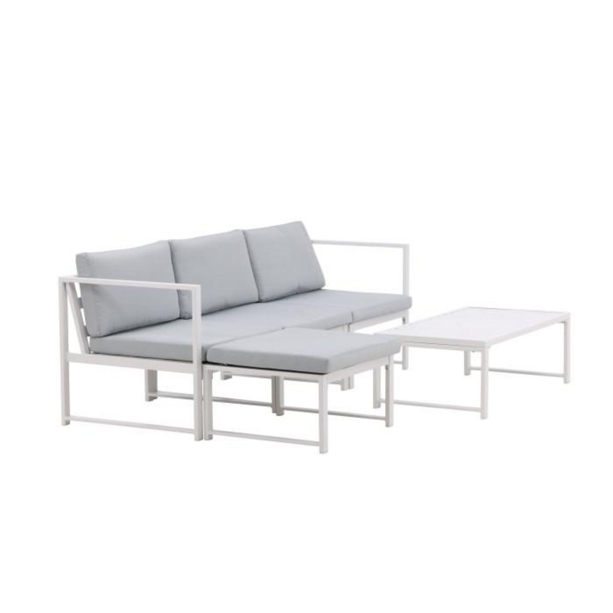 Paris Prix Salon de Jardin Modulable  Salvador  200cm Blanc & Gris