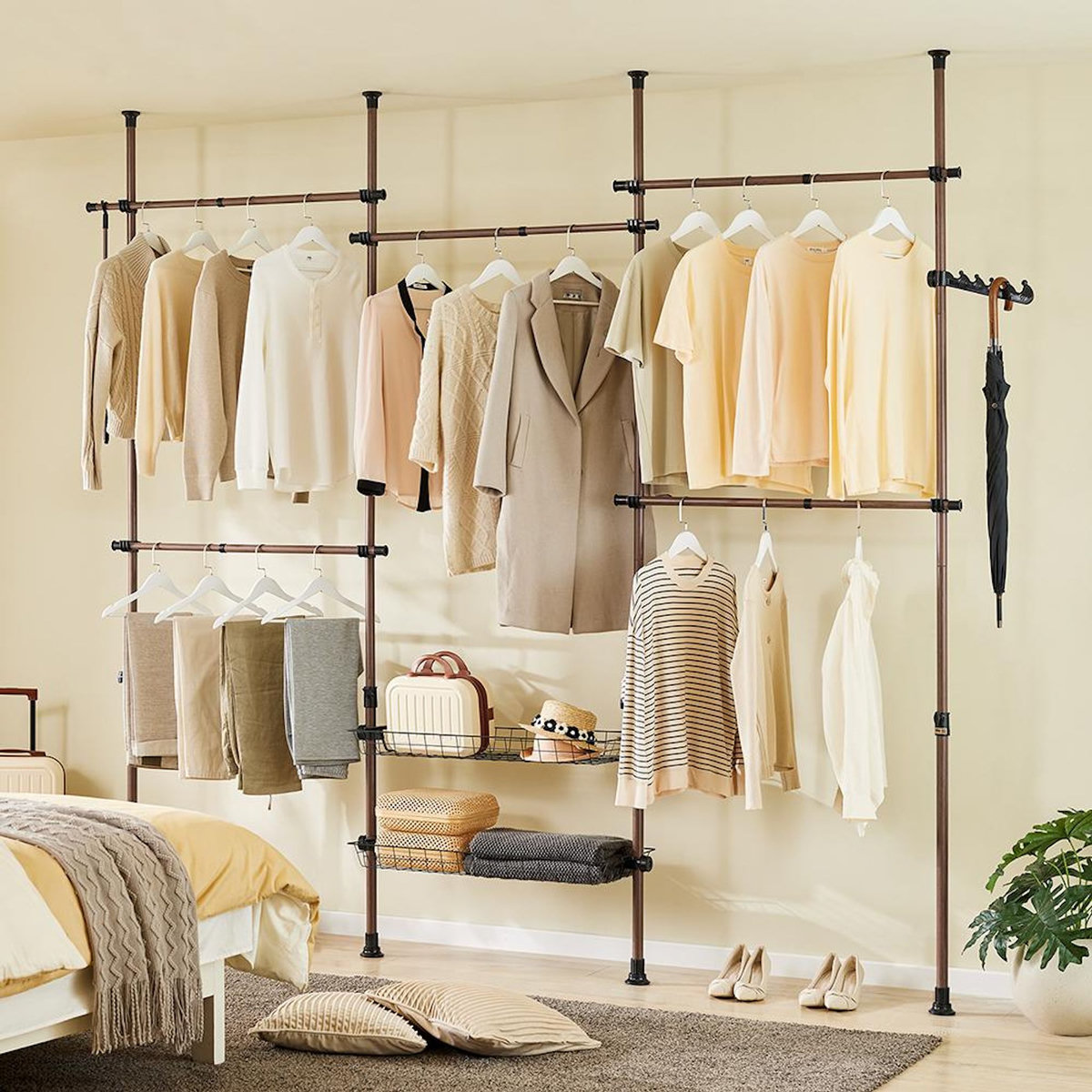 SOBUY SoBuy - Portemanteau Sur Pied à deux étagères - Fonctionnel - KLS04-II