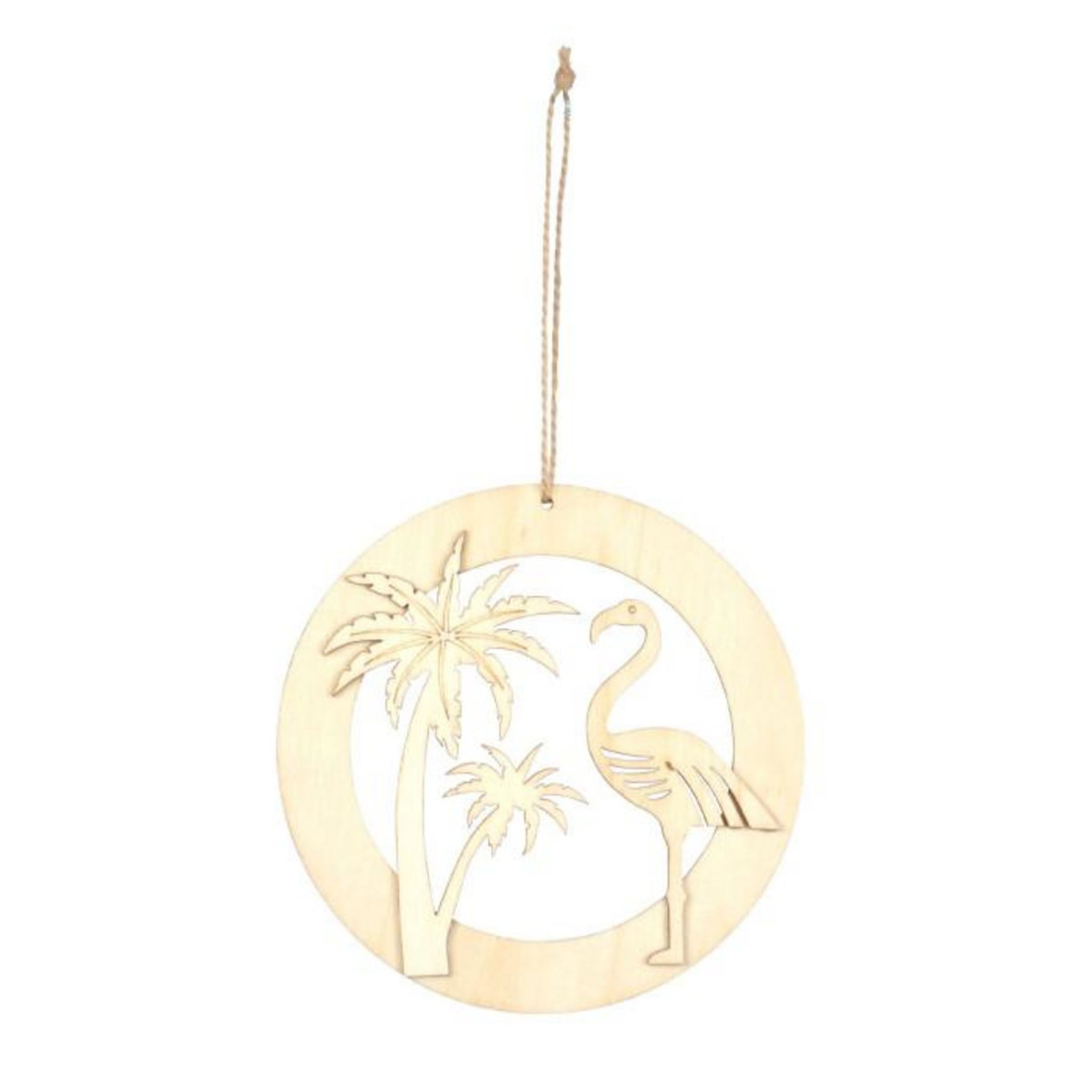 Paris Prix Décoration en Bois  Flamant & Palmier  14cm Naturel