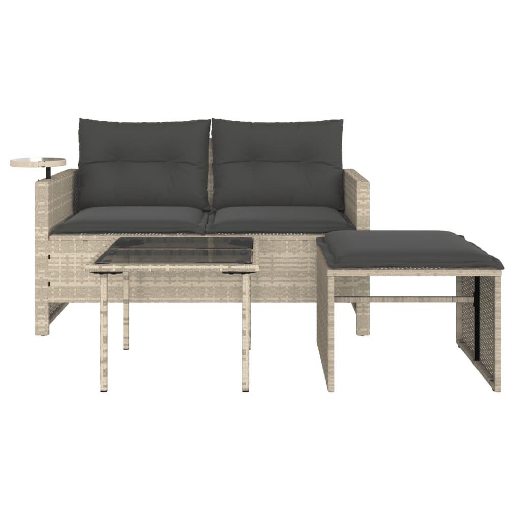 Voir la diapositive 5 : VIDAXL Salon de jardin avec coussins 3 pcs gris clair resine tressee