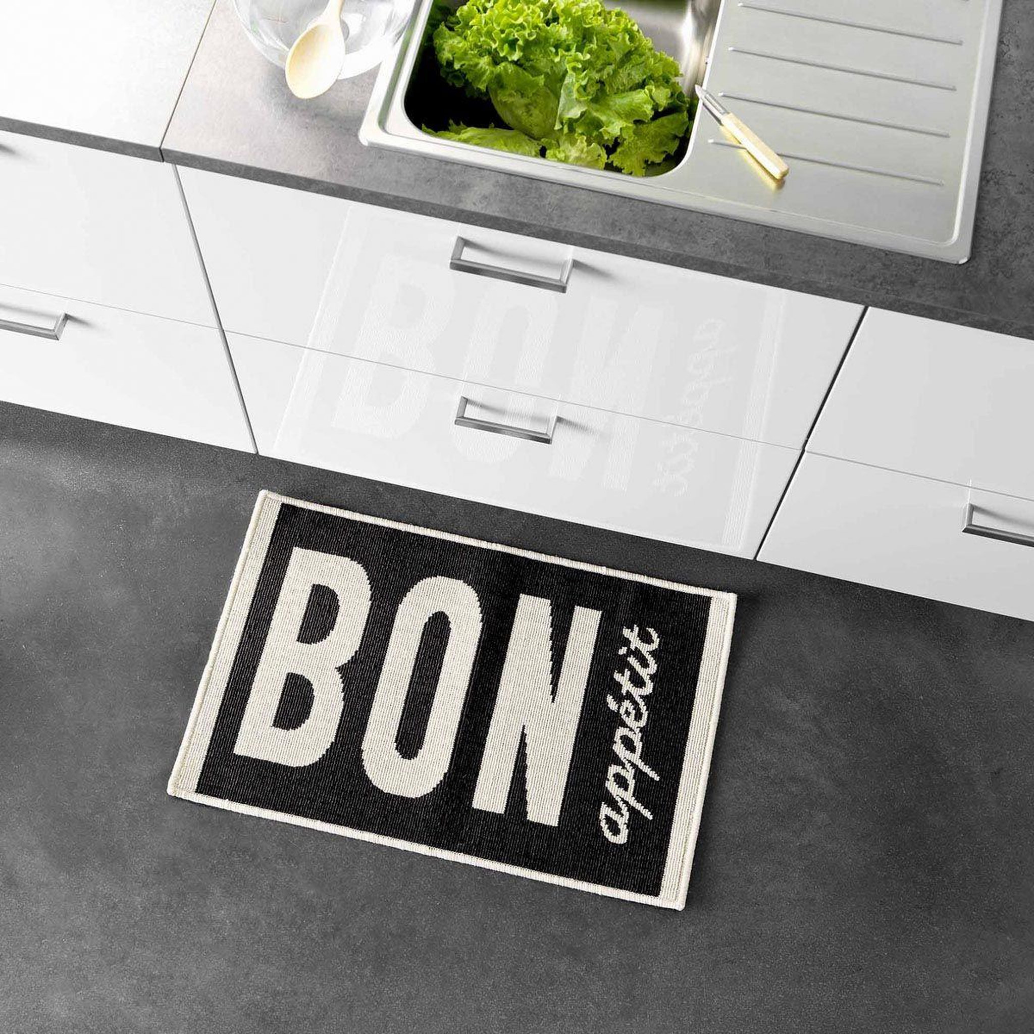 Voir la diapositive 4 : Douceur d'Intérieur Tapis de cuisine  appetito  50x80cm noir