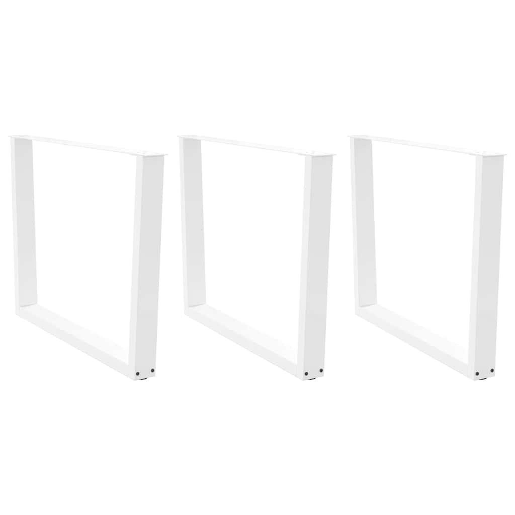 VIDAXL Pieds de table a manger forme de V 3 pcs blanc 100x(72-73,3) cm