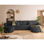 Voir la diapositive 1 : BEST MOBILIER Miro - canapé panoramique en u 7 places - convertible avec coffre - en velours texturé