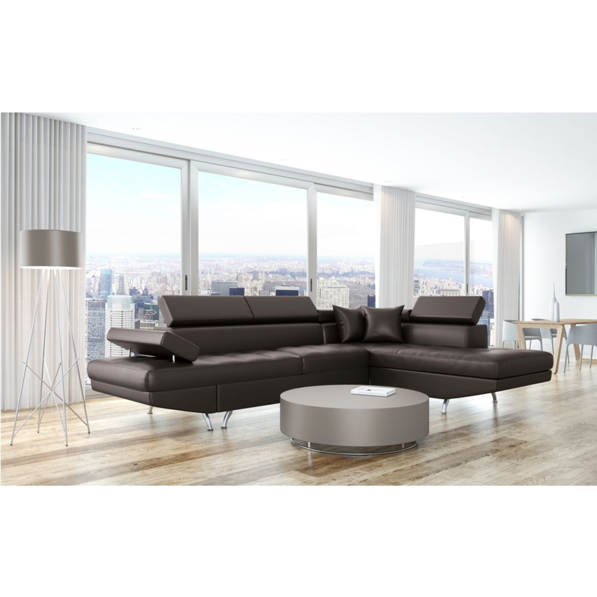 Canapé d'angle droit convertible simili CHICAGO