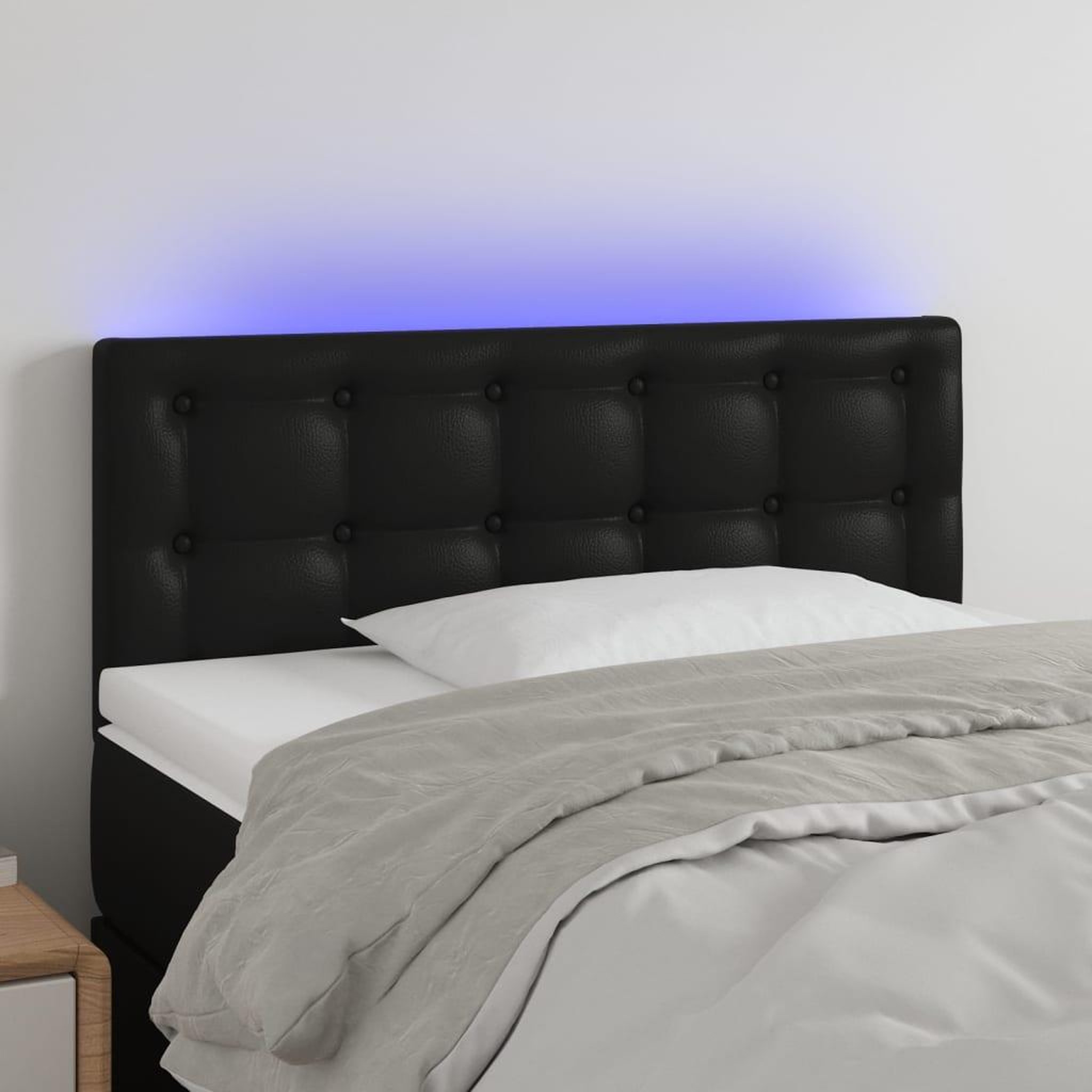Voir la diapositive 1 : VIDAXL Tete de lit a LED Noir 90x5x78/88 cm Similicuir