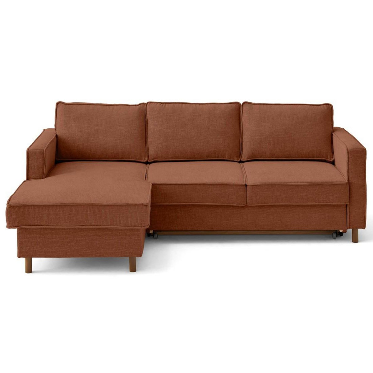 LISA DESIGN Jake - canapé d'angle gauche 4 places convertible avec coffre en tissu velours relief