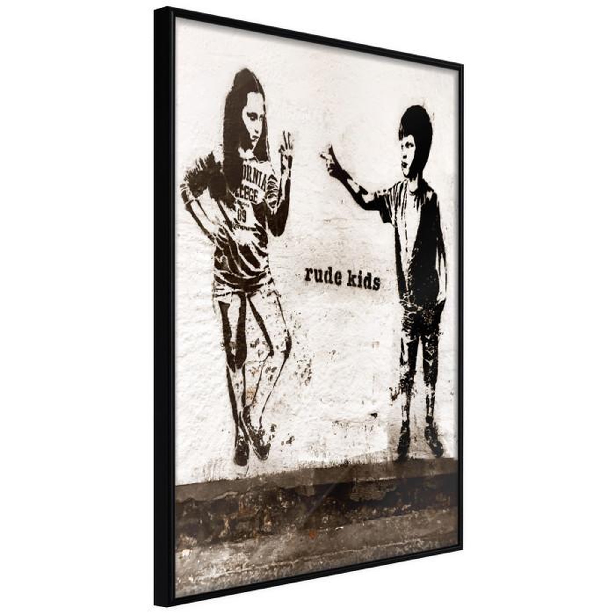Paris Prix Affiche Murale Encadrée  Banksy Rude Kids. Coloris disponibles : Noir, Jaune