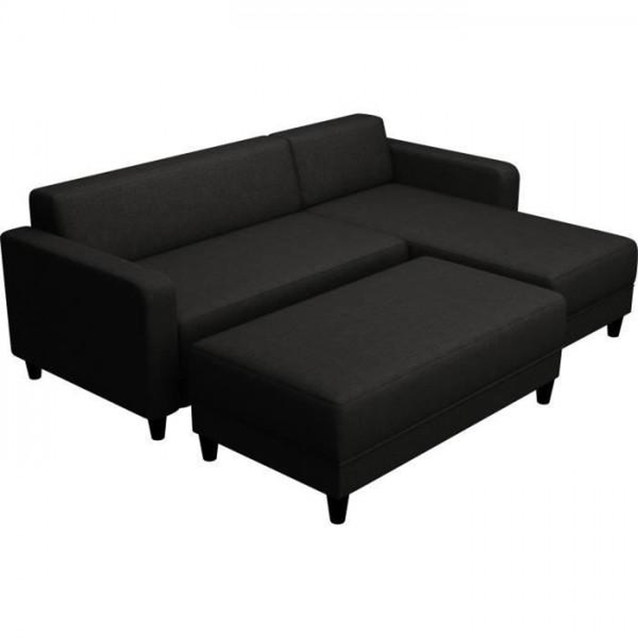 Voir la diapositive 3 : MARKET24 Canapé d'angle fixe 3 places BOB - Tissu Anthracite - Banc - L 197 x P 138 x H 65 cm